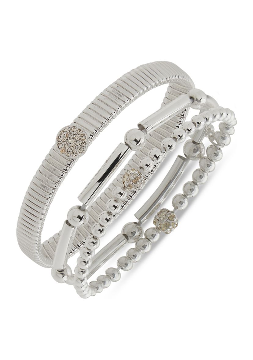 Crystal Pavé Stretch Bracelets Set