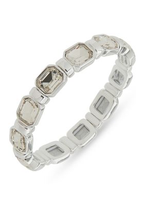 Silver Tone Crystal Stone Stretch Bracelet