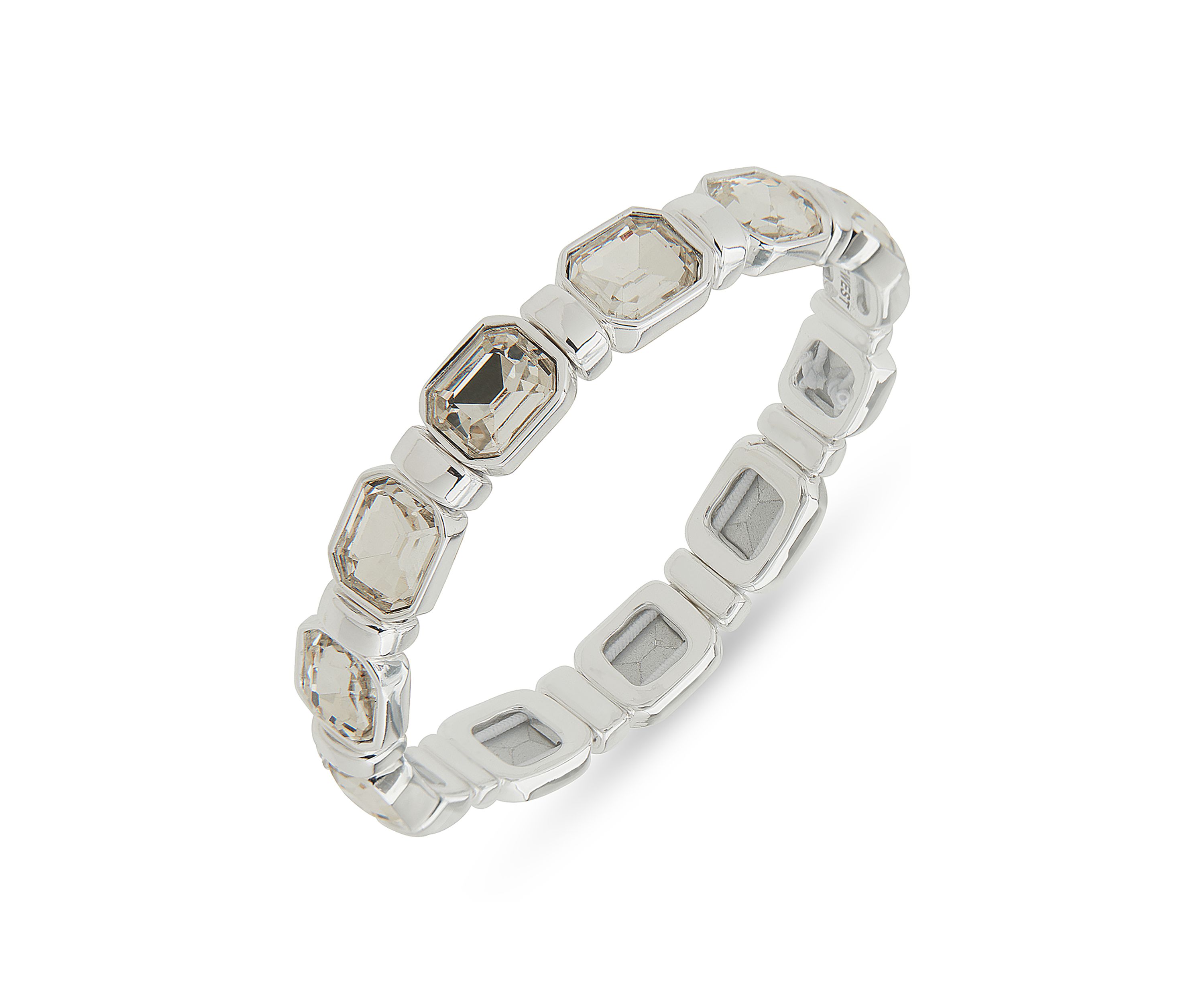 Silver Tone Crystal Stone Stretch Bracelet