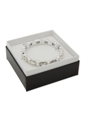 Silver Tone Crystal Stone Stretch Bracelet