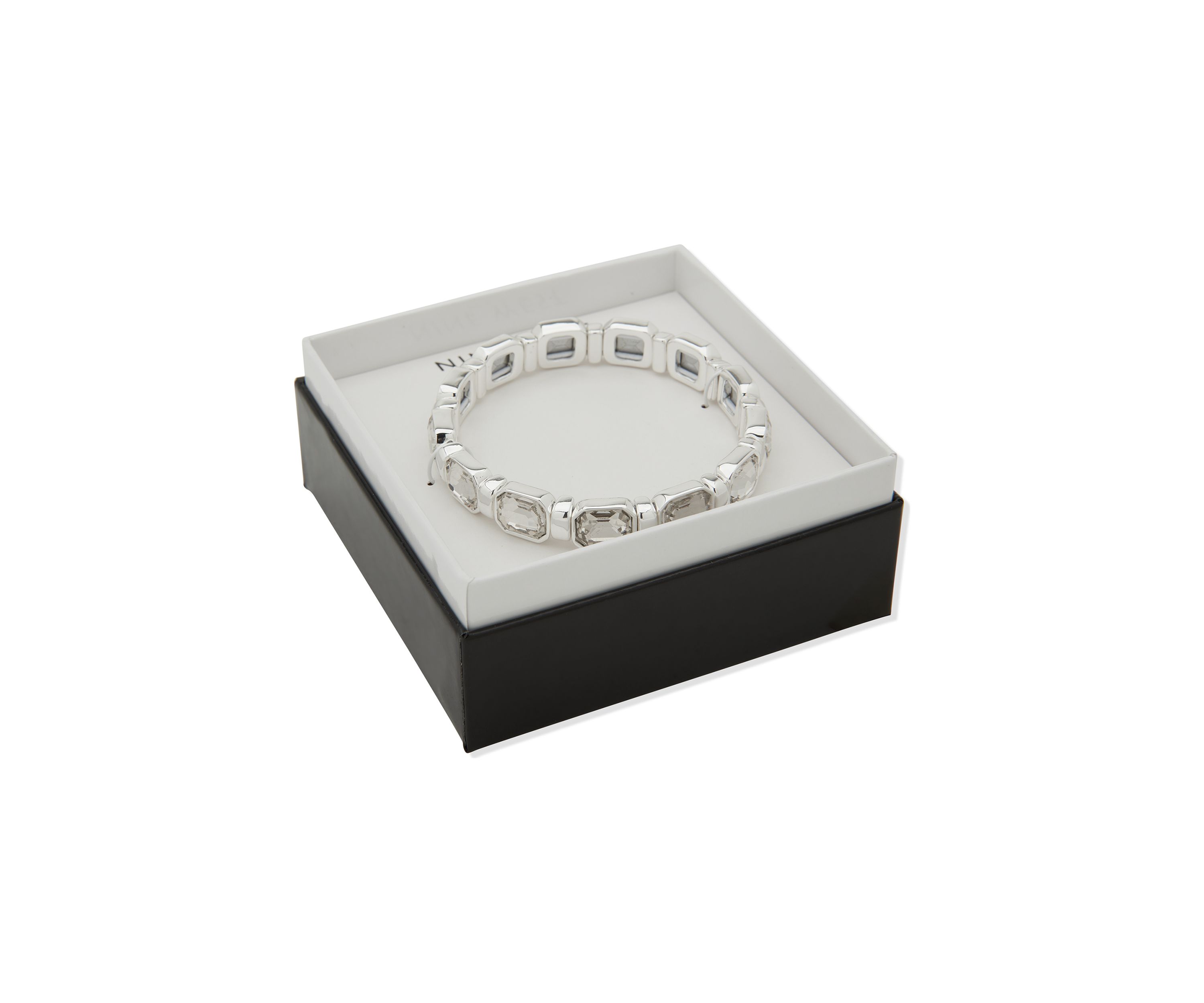 Silver Tone Crystal Stone Stretch Bracelet