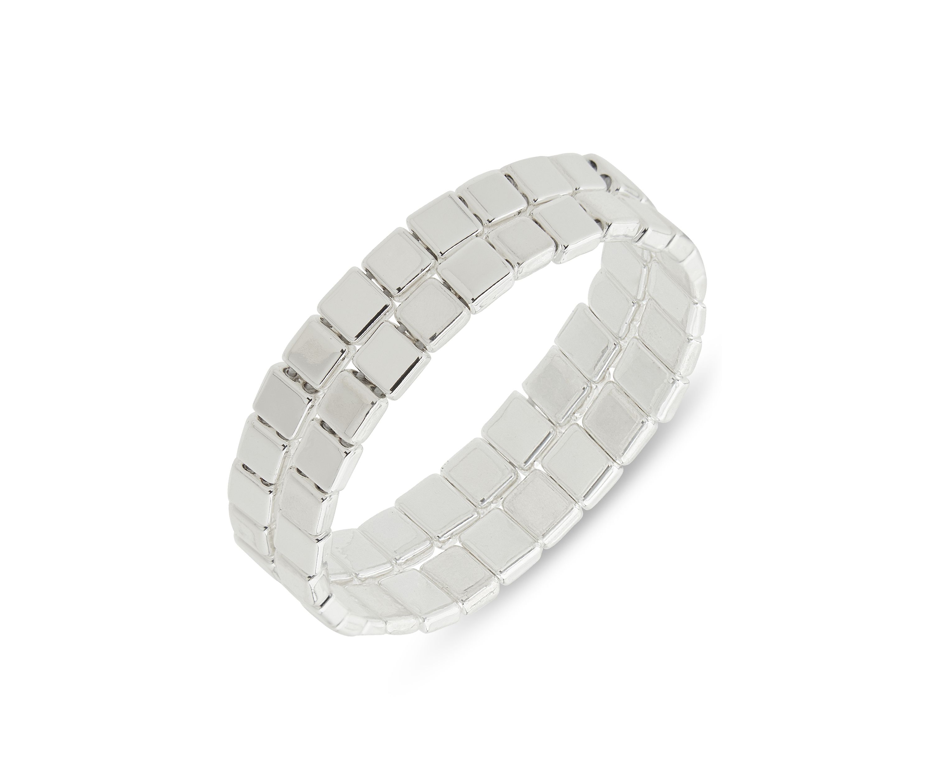 Silver Tone Stretch Bracelet - Set of 2
