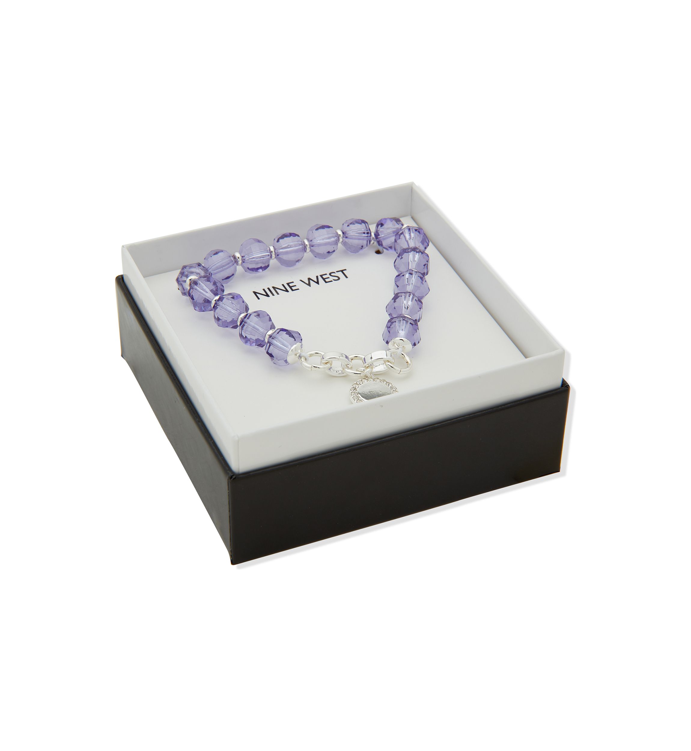 Silver Tone Purple Fireball Stretch Bracelet