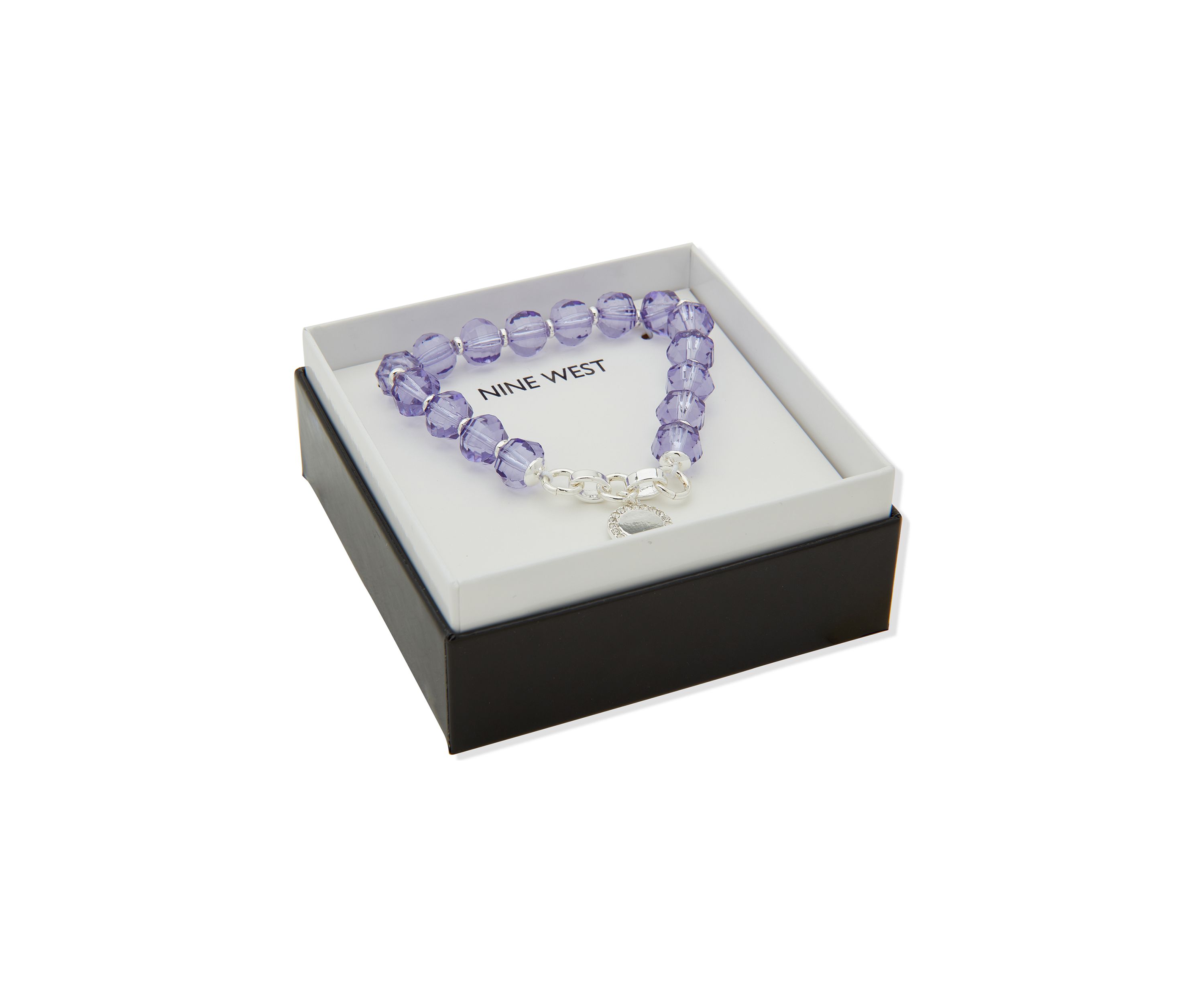 Silver Tone Purple Fireball Stretch Bracelet