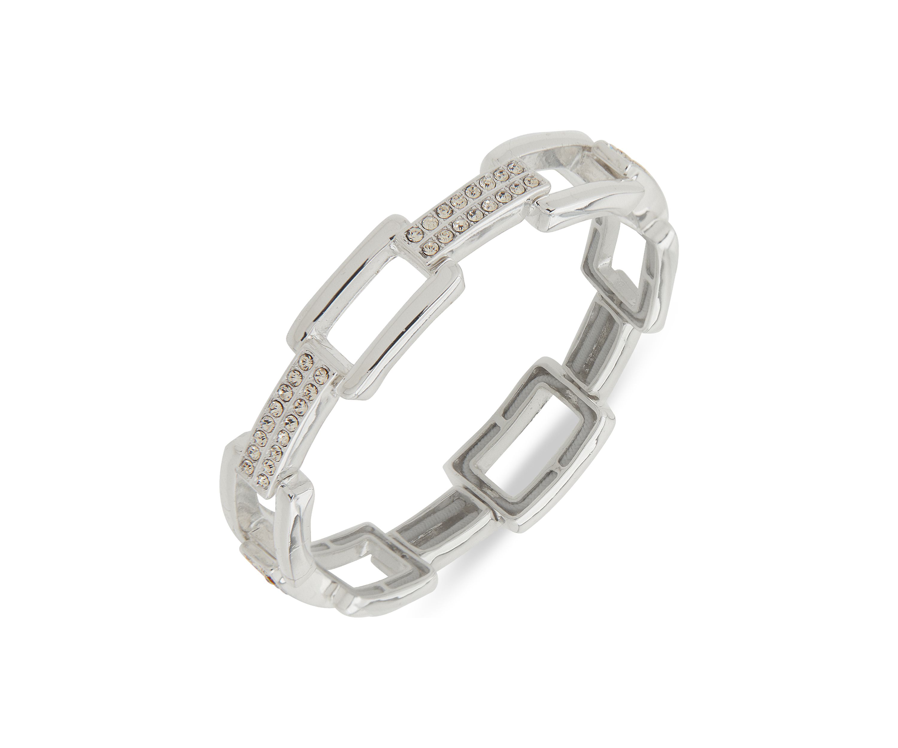Crystal Rectangle Link Stretch Bracelet