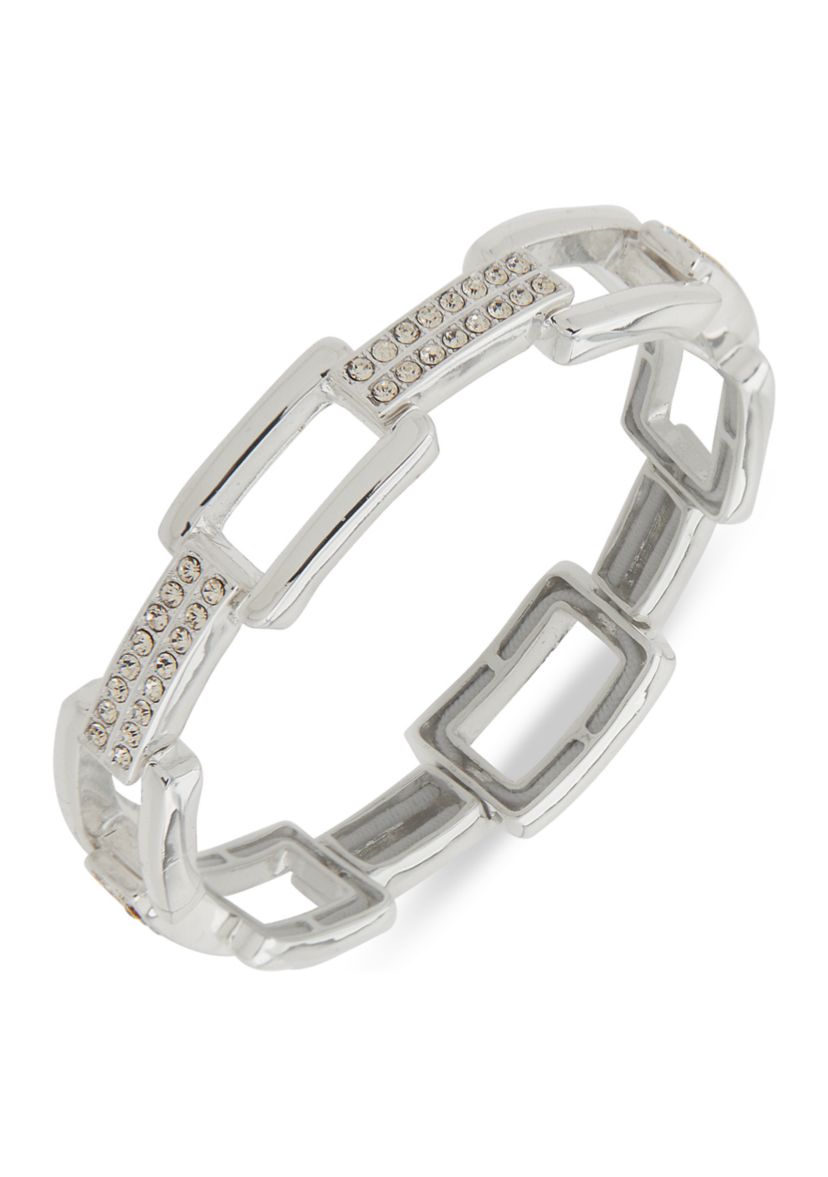 Crystal Rectangle Link Stretch Bracelet