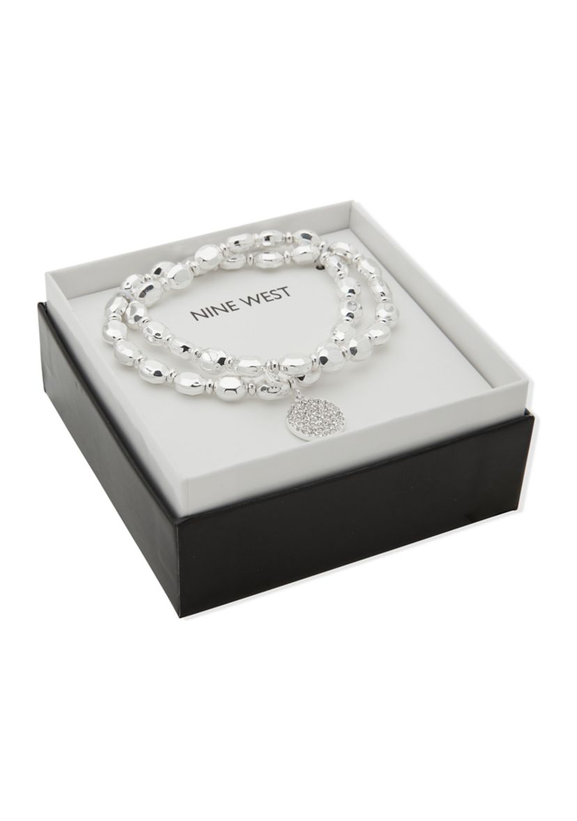 Two Row Beaded Stretch Disc Bracelet Set