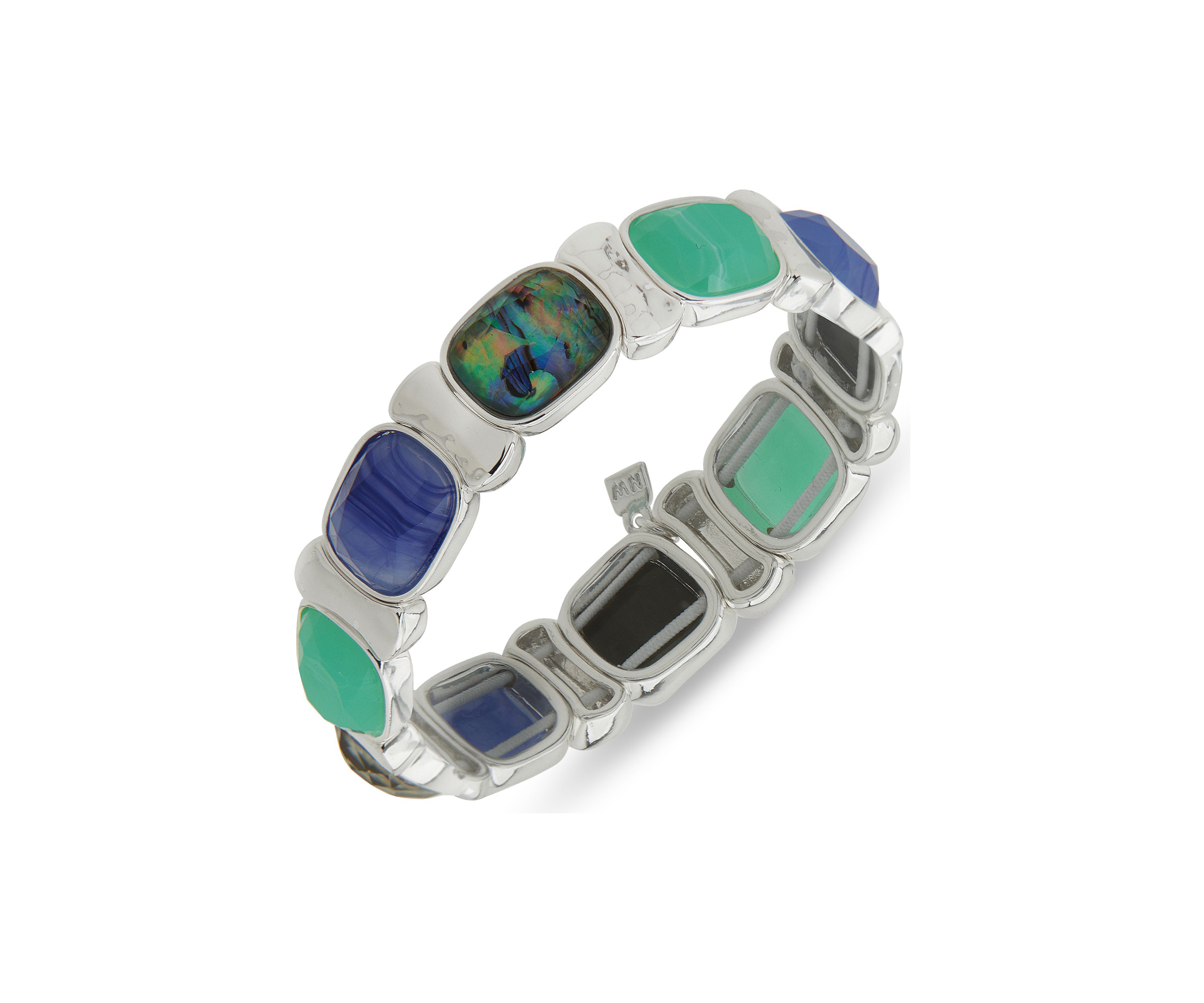 Silver Tone Square Stone Stretch Bracelet