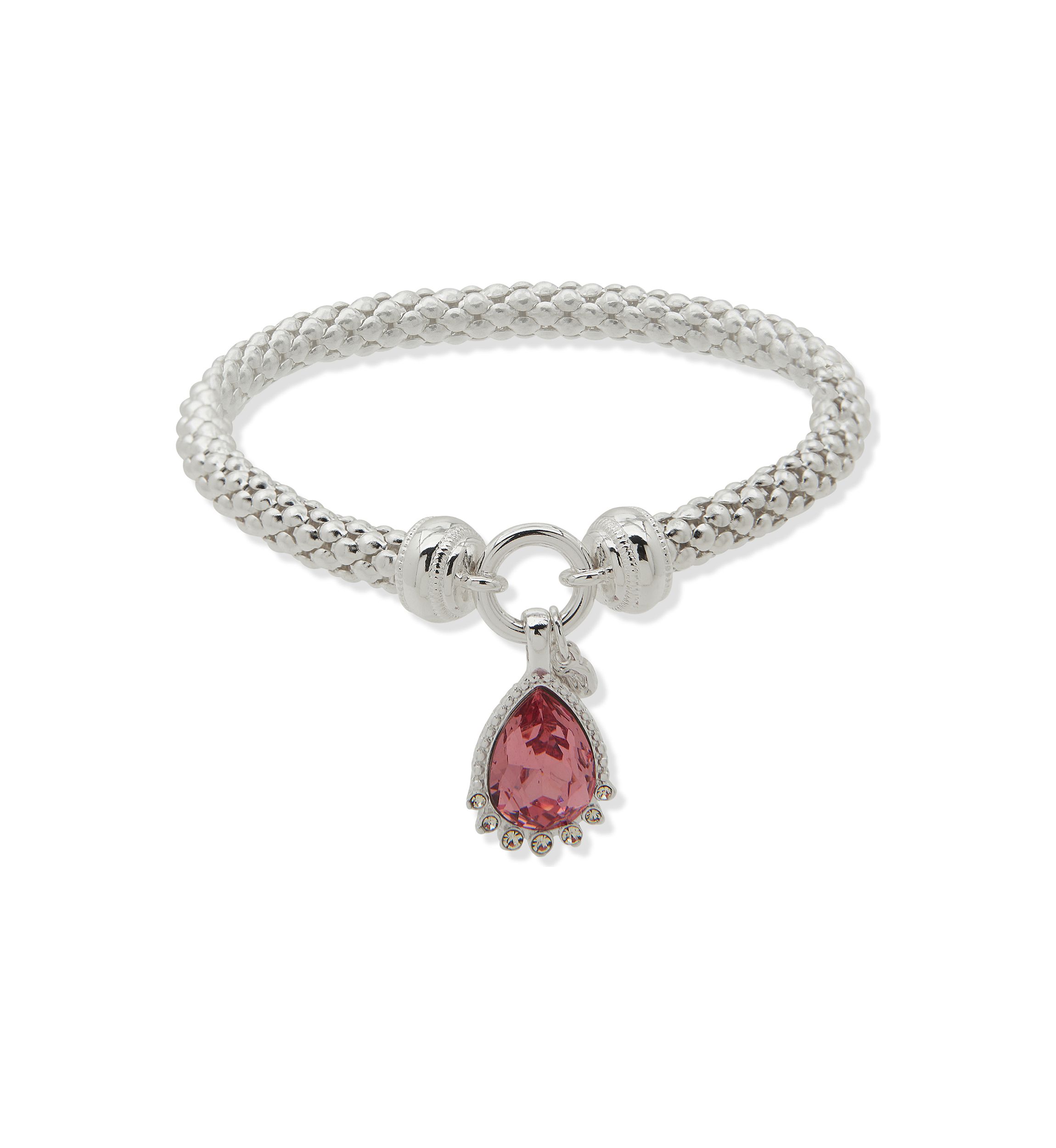 Silver Tone Pink Popcorn Stretch Bracelet