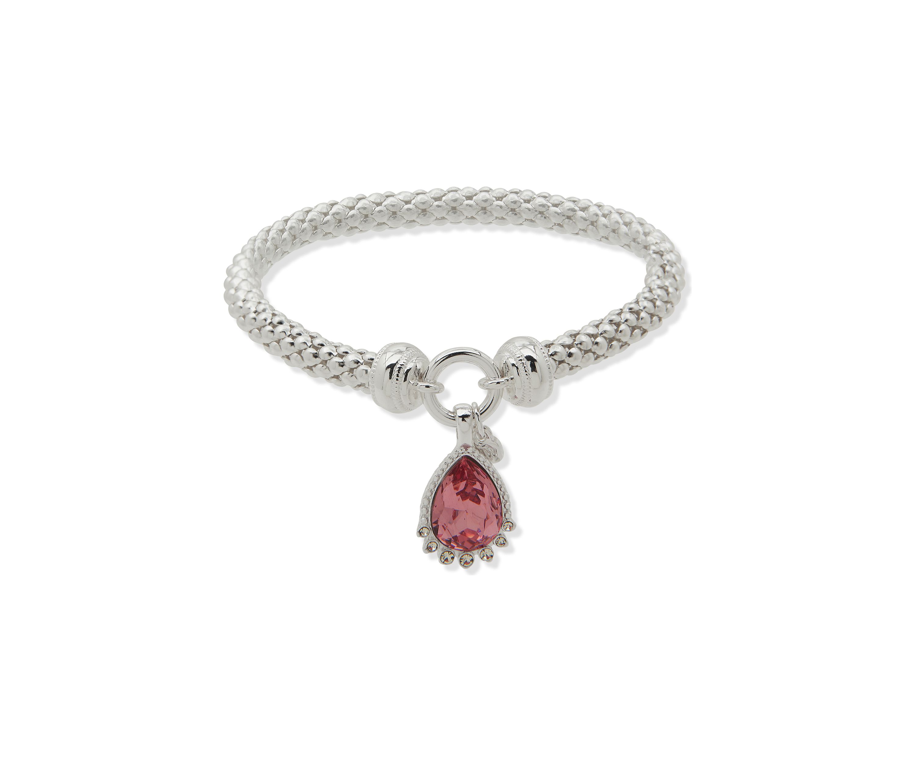Silver Tone Pink Popcorn Stretch Bracelet