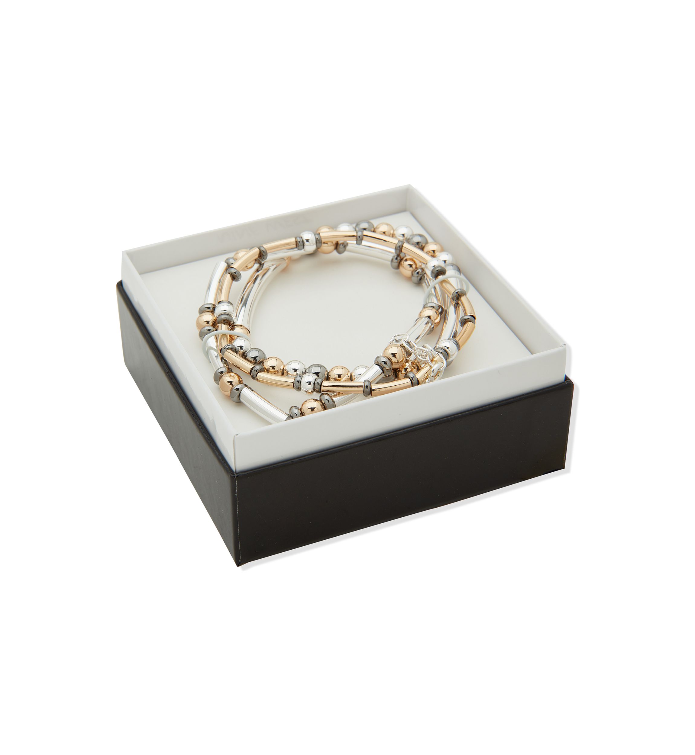 Tri Tone Tube Stretch Bracelet Set