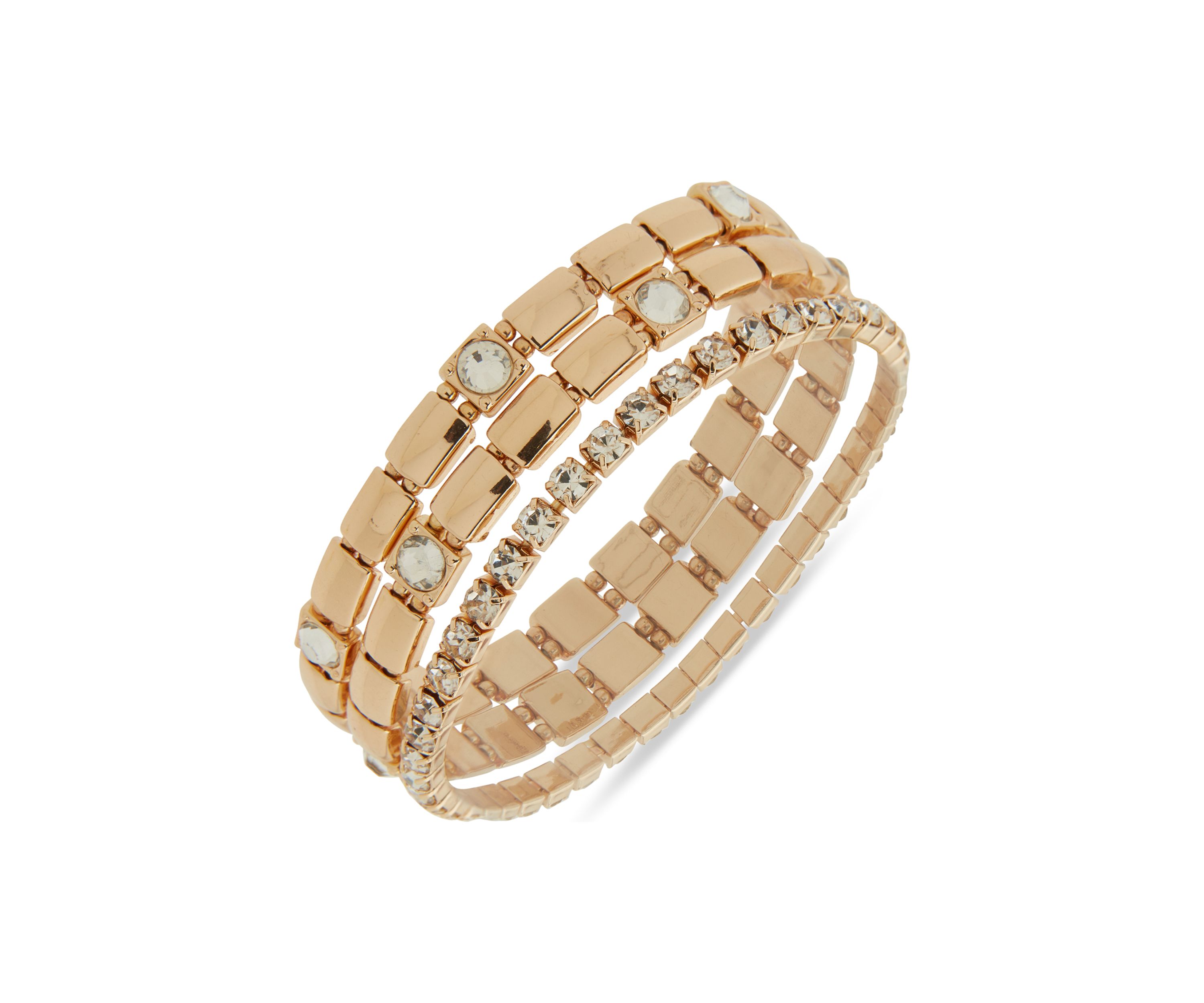 Gold Tone  Crystal Stretch Bracelet Set