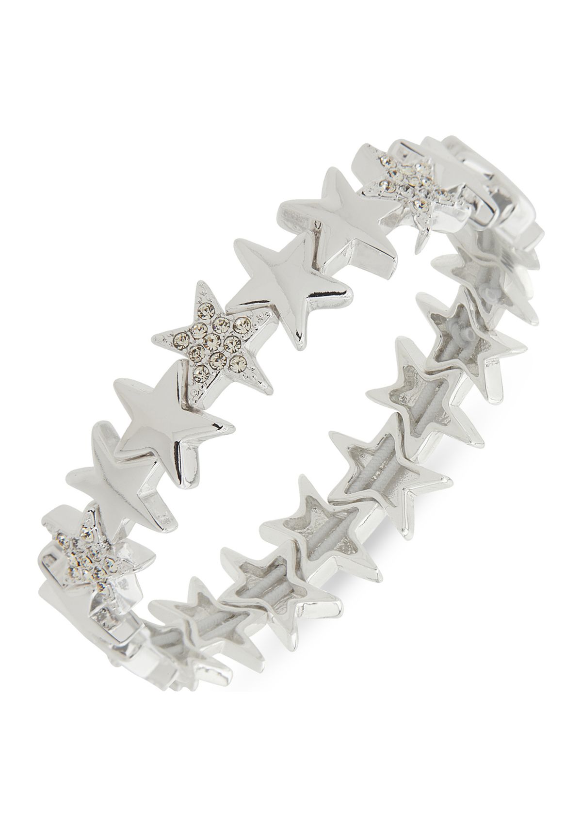 Silver Tone Star Motif Stretch Bracelet