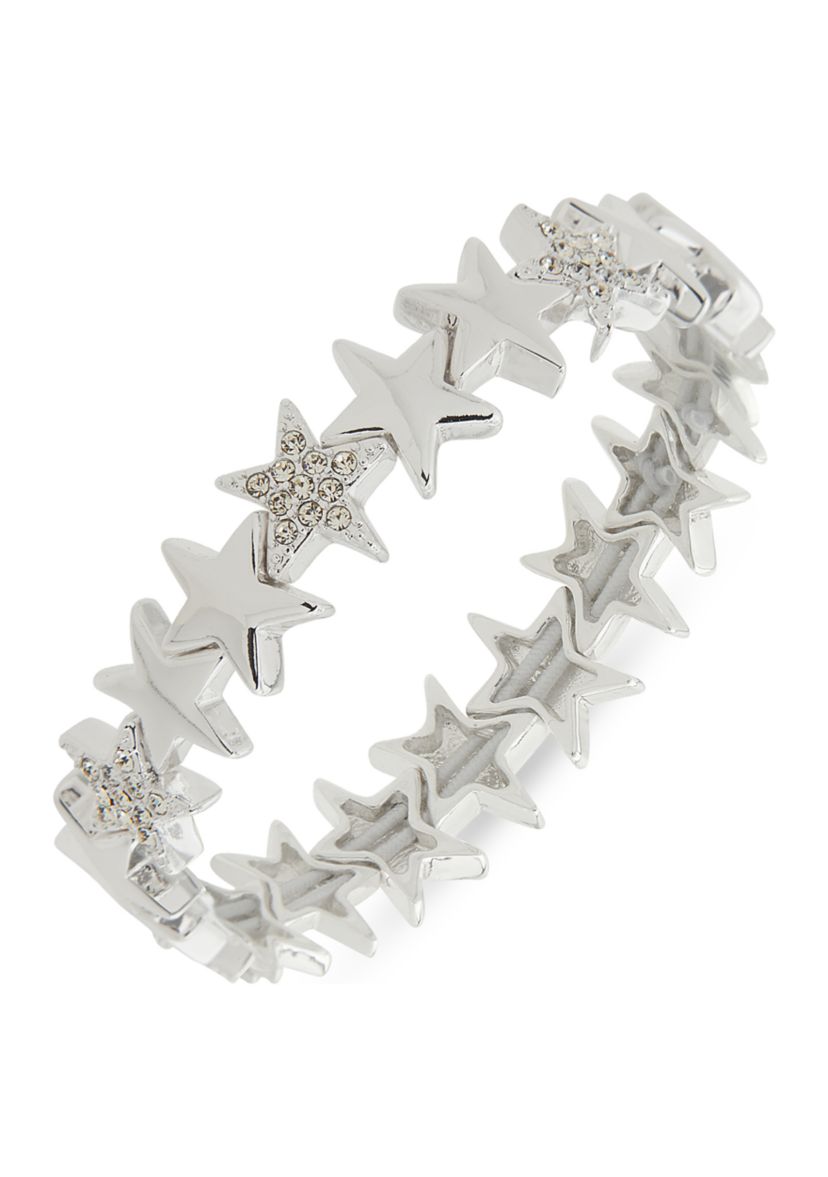 Silver Tone Star Motif Stretch Bracelet