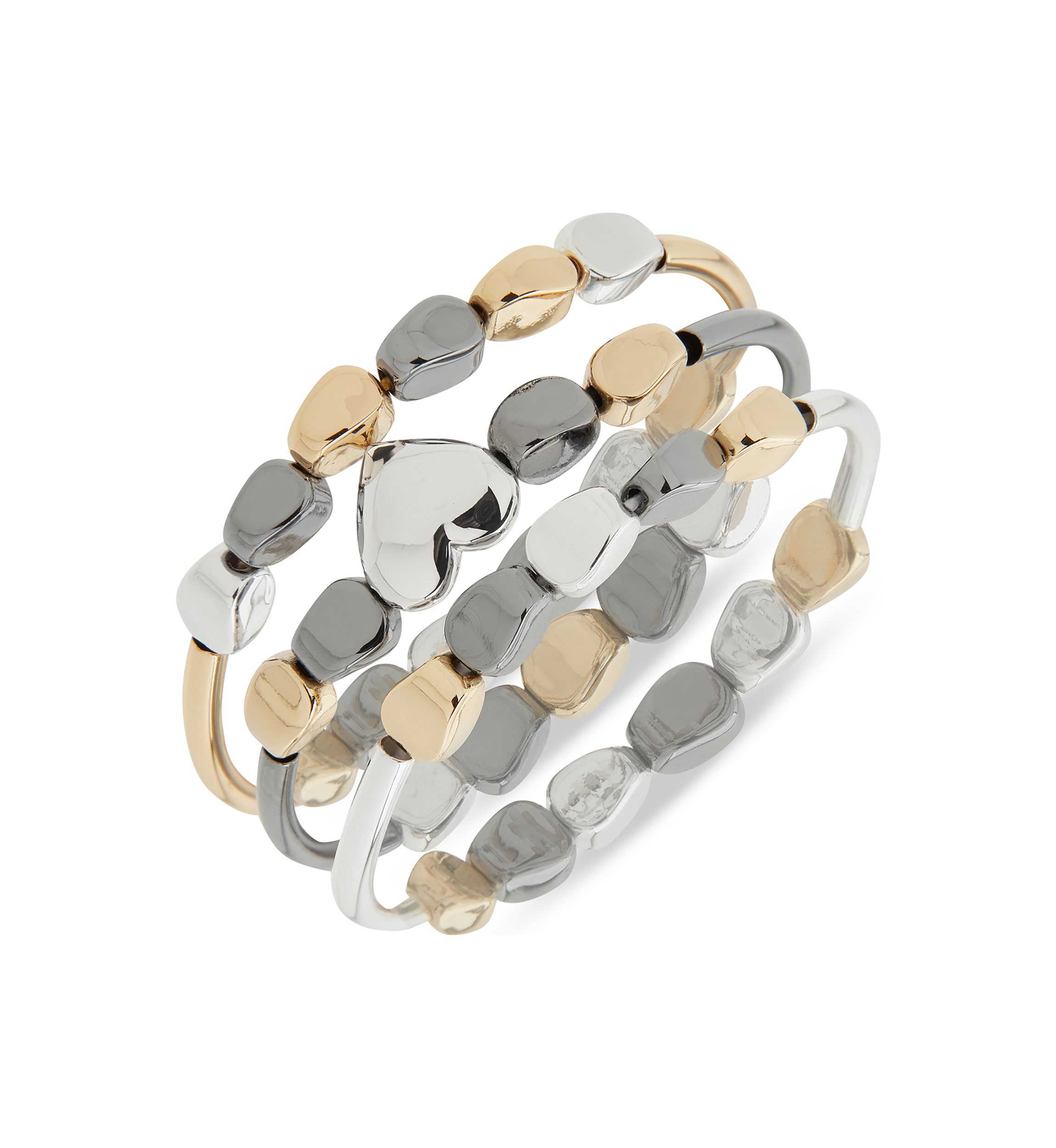 Tri Tone Stretch Bracelet Set