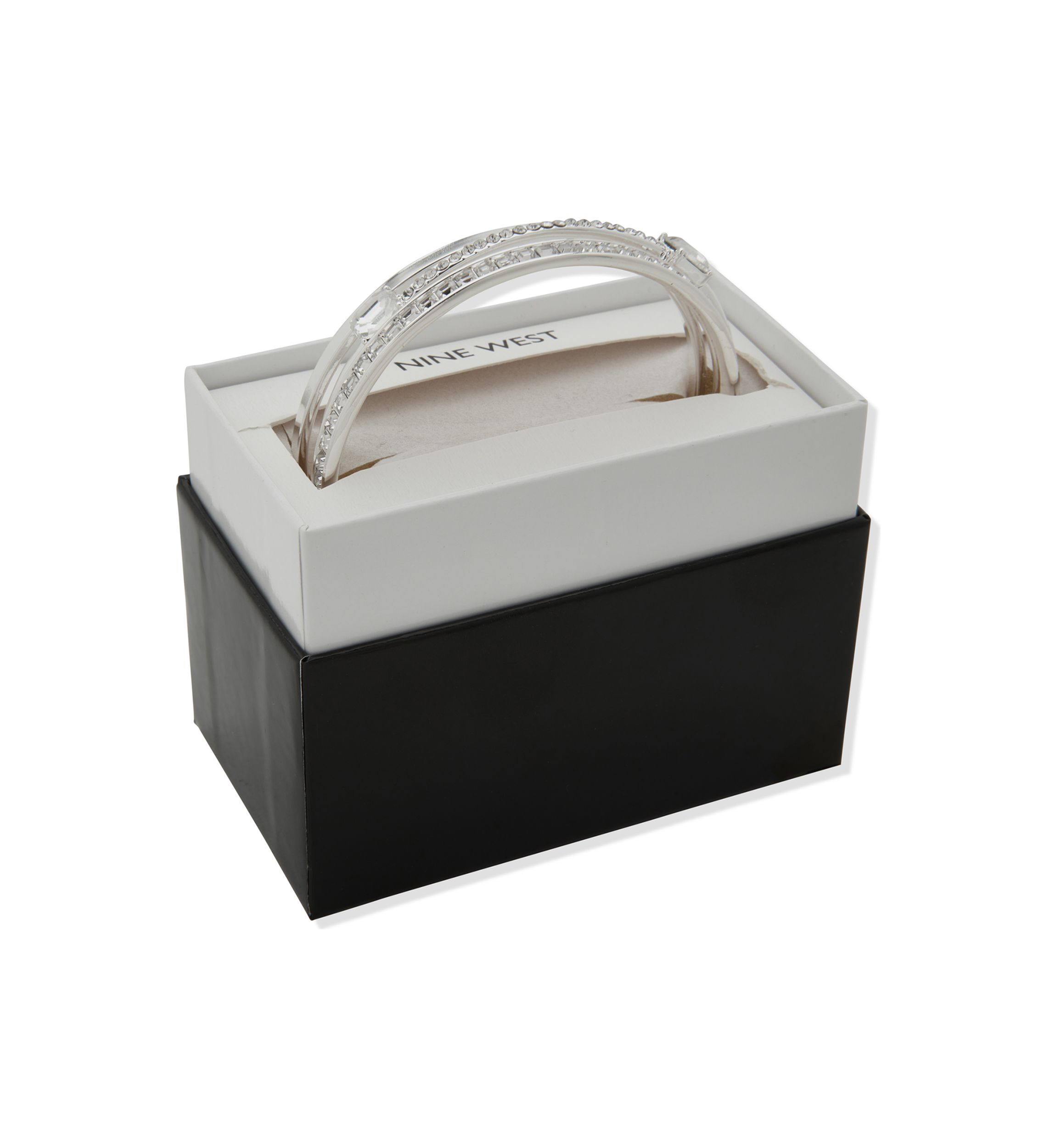 Silver Tone Crystal Bangle Bracelet Set