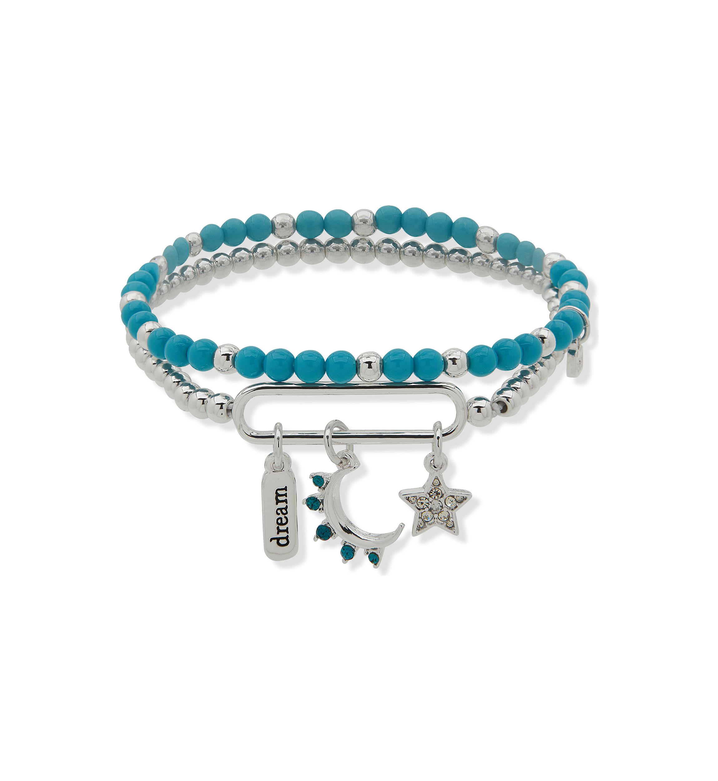 Silver Tone Turquoise Dream Stretch Bracelet Set