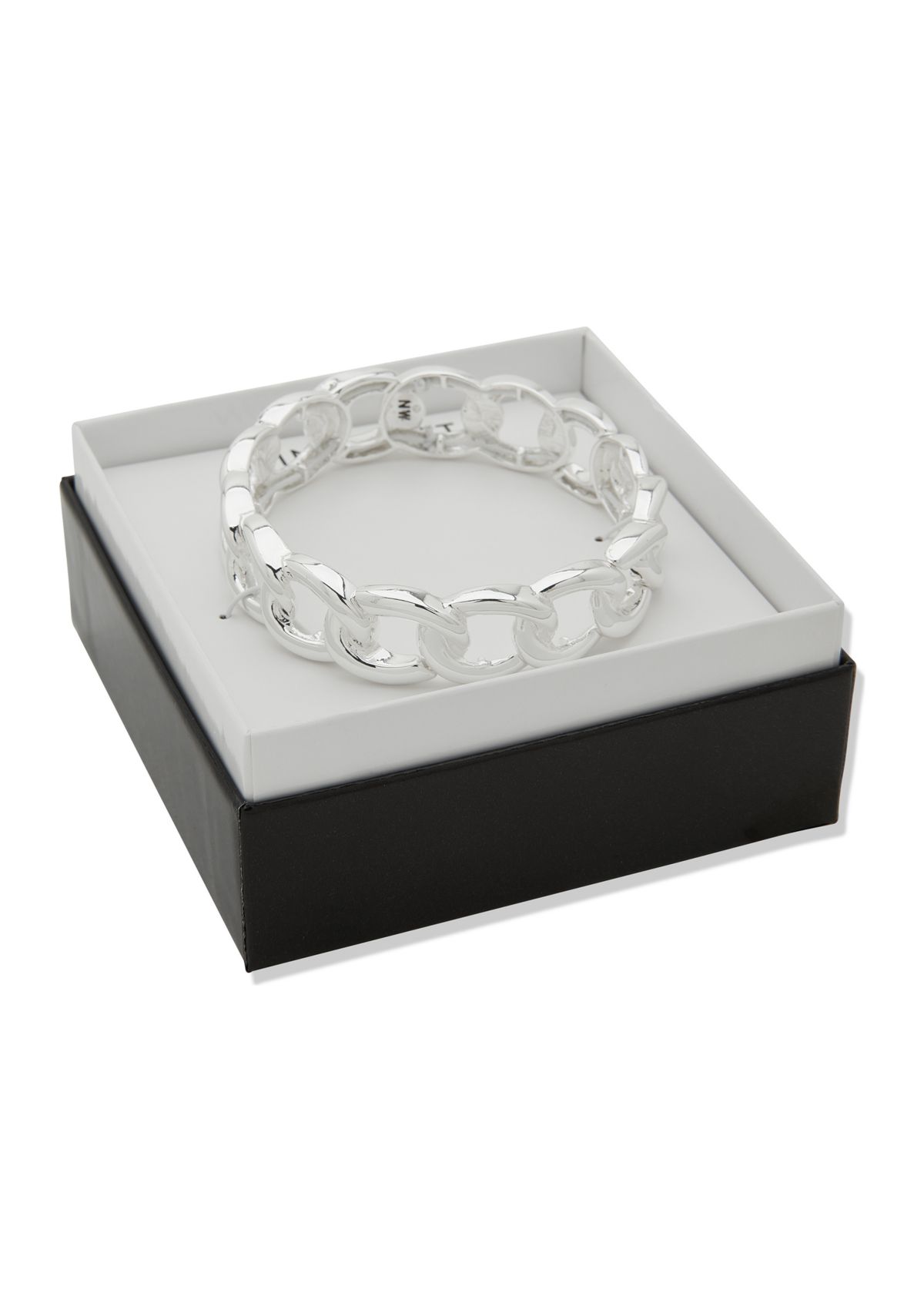 Silver Tone Link Stretch Bracelet