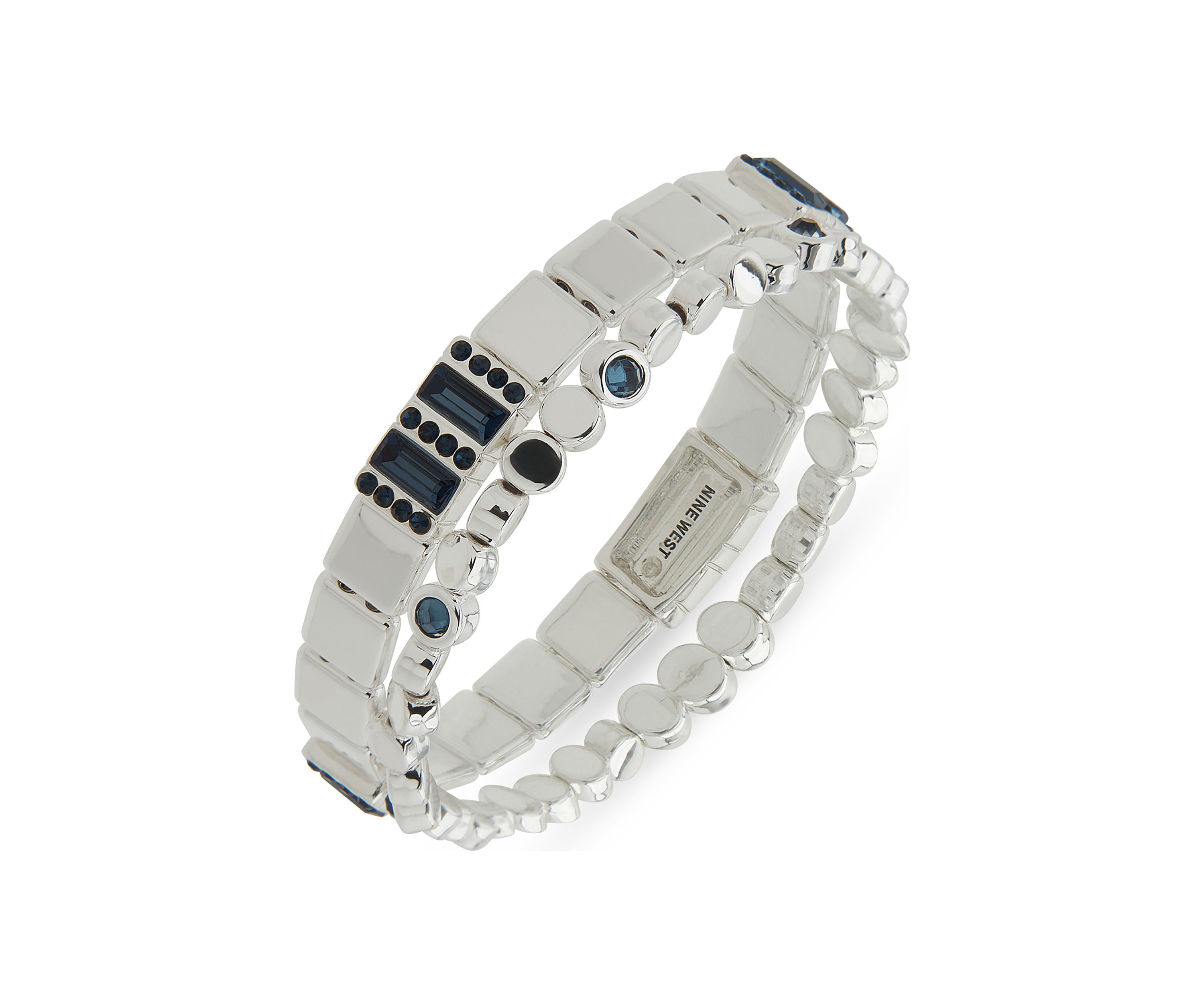 Silver Tone Denim Stretch Bracelet Set