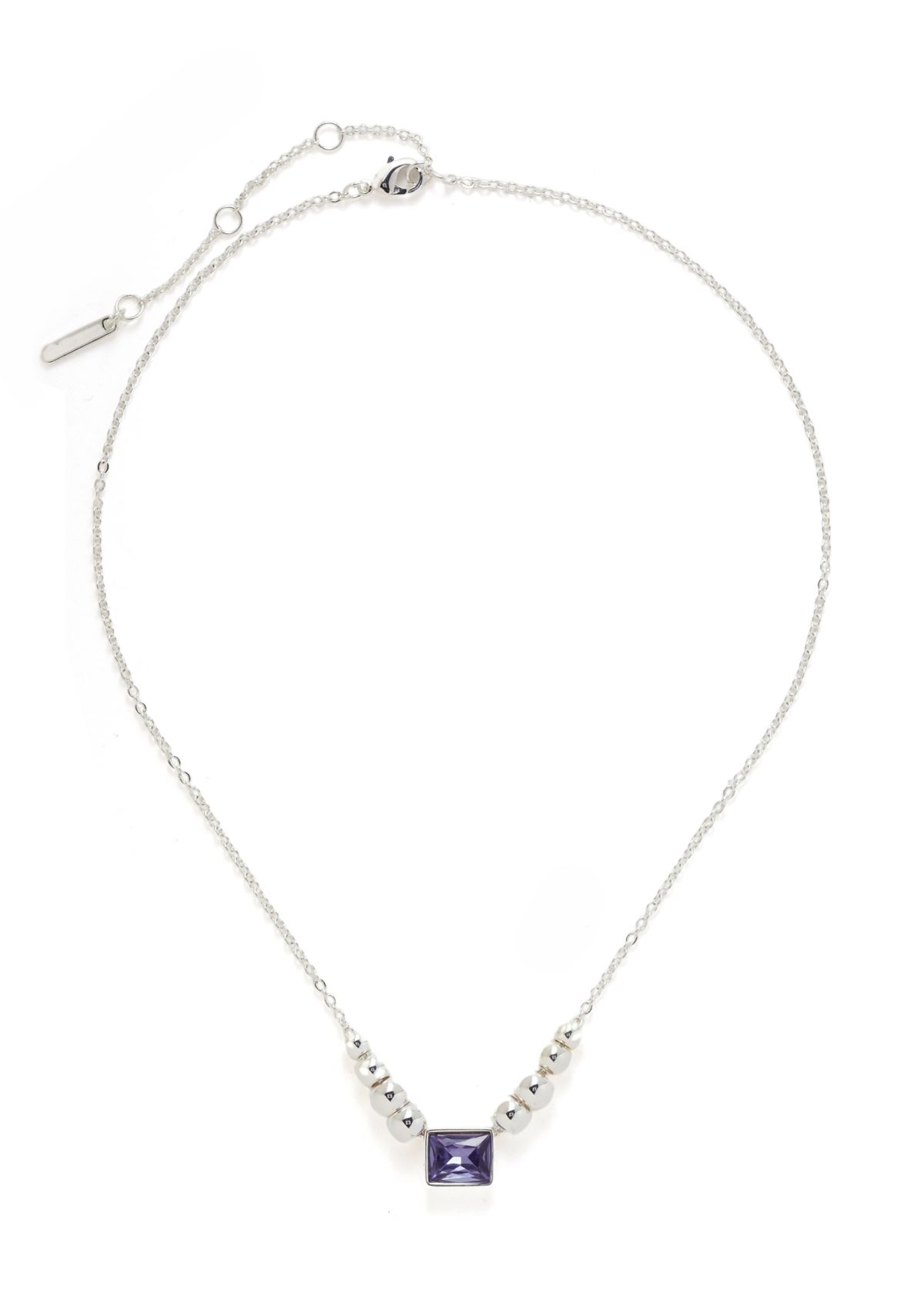 Silver Tone Purple Necklace and Earring Set