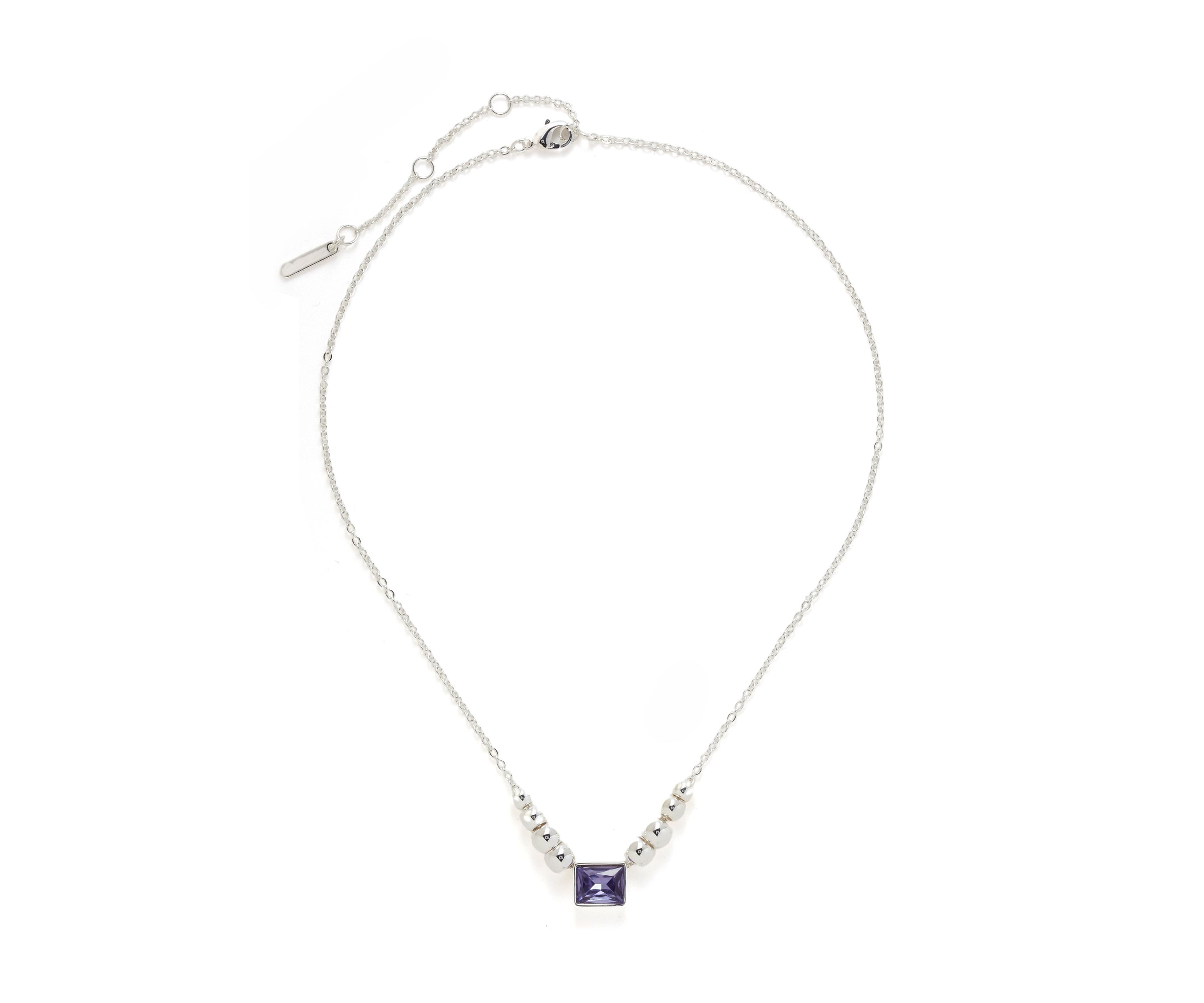Silver Tone Purple Necklace and Earring Set