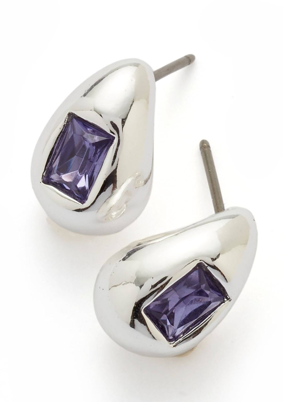 Silver Tone Purple Necklace and Earring Set