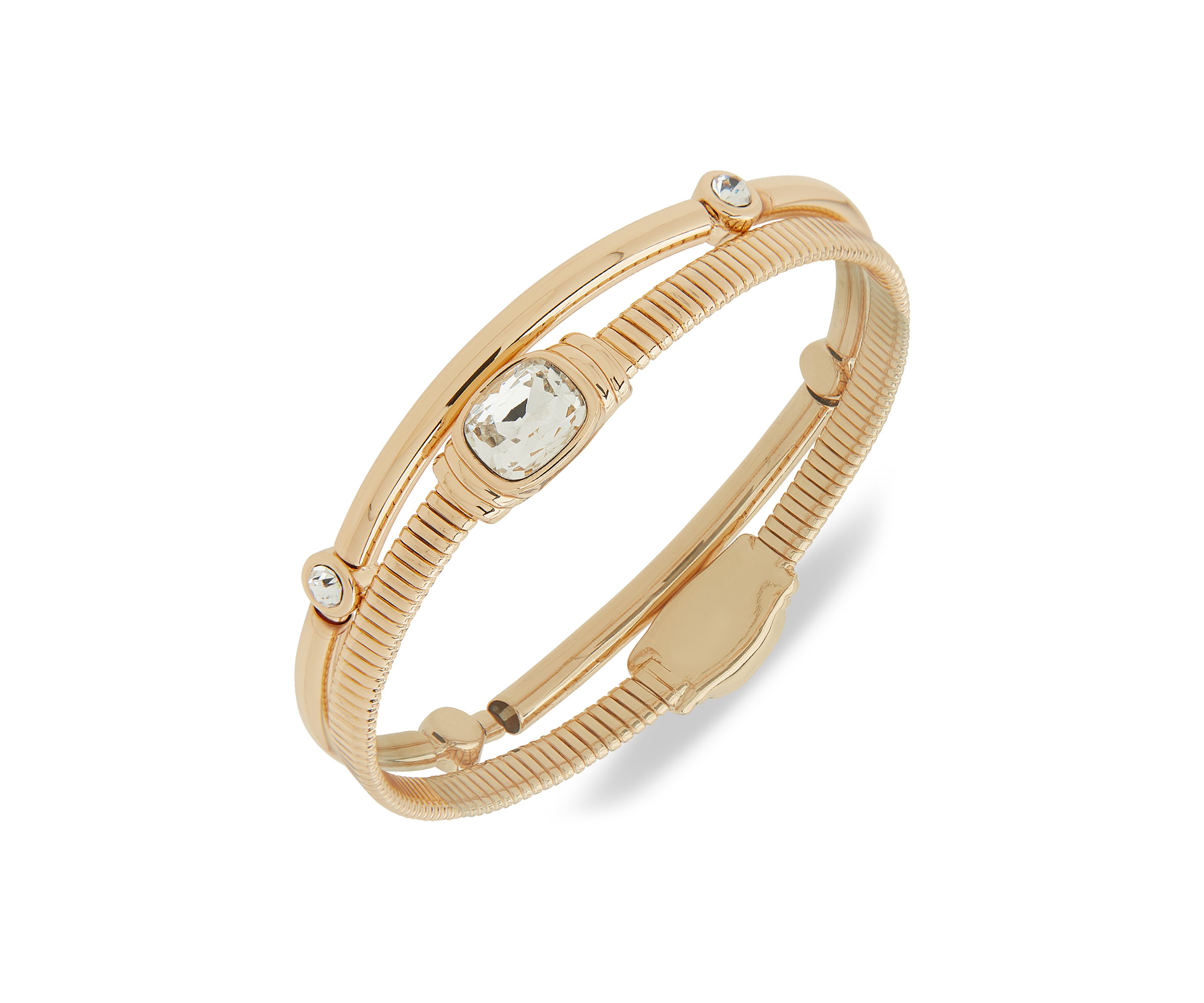 Gold Tone Crystal Stone Stretch Bracelet Set