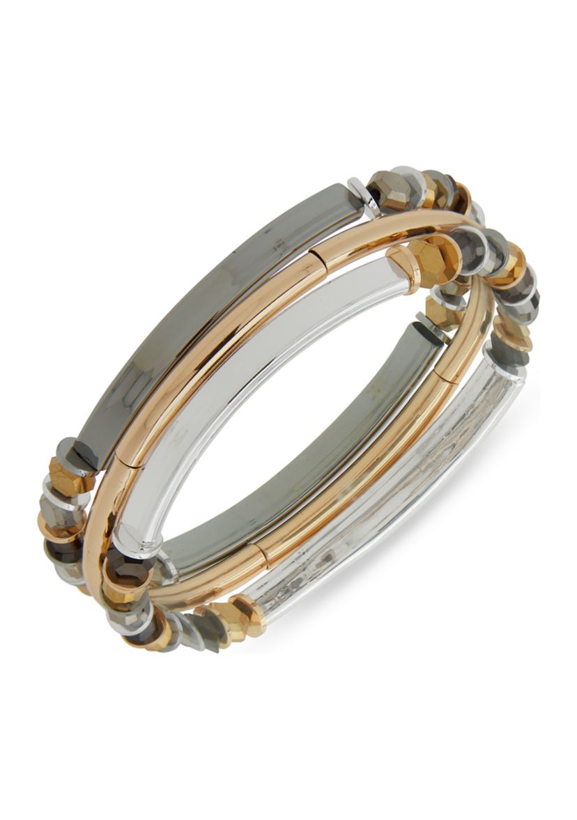 Tri Tone Multi Stretch Bracelet Set
