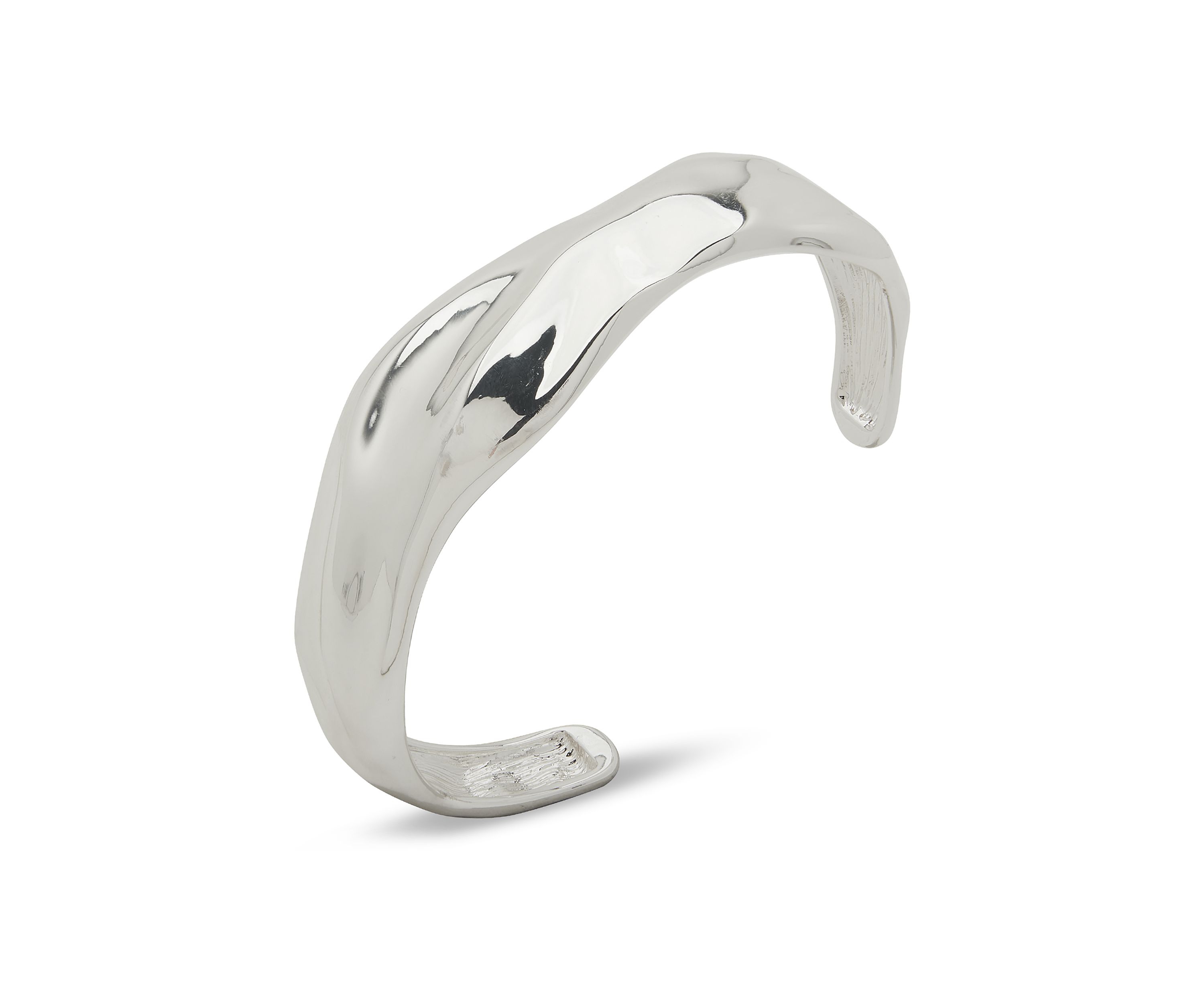 Silver Tone Molten Cuff Bracelet