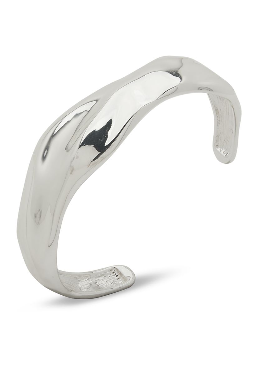 Silver Tone Molten Cuff Bracelet