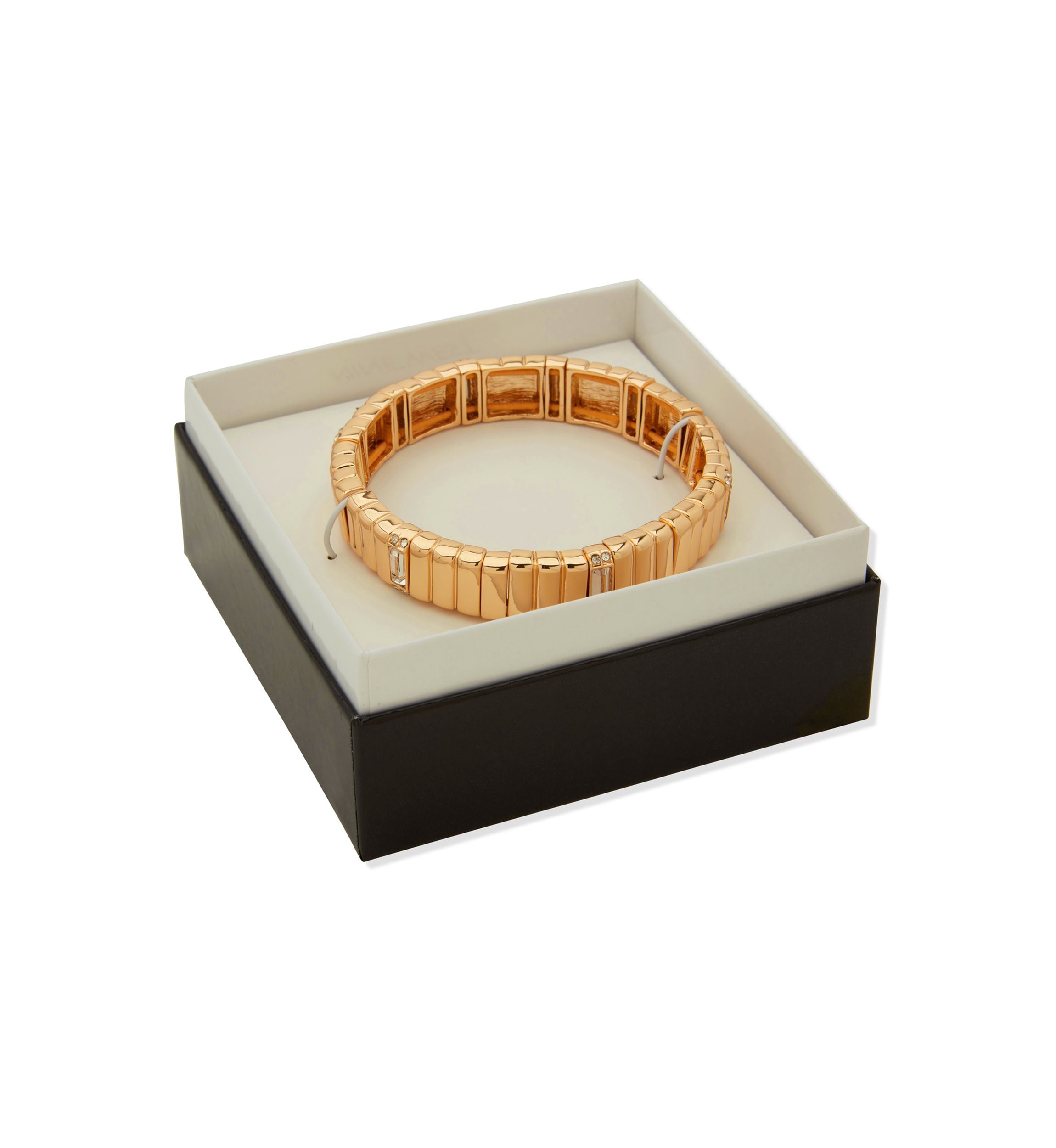 Gold Tone Crystal Banded Stretch Bracelet