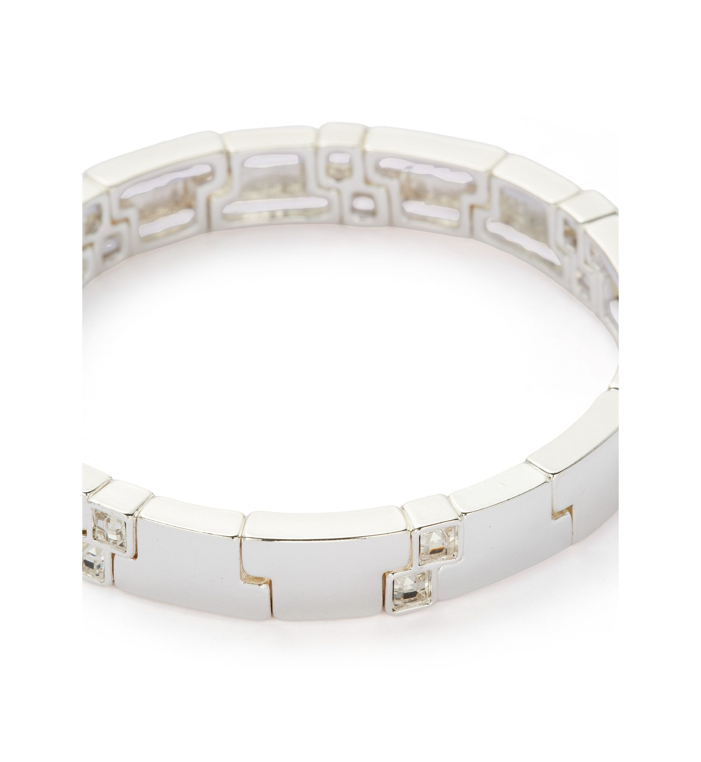 Silver Tone Crystal Stretch Bracelet