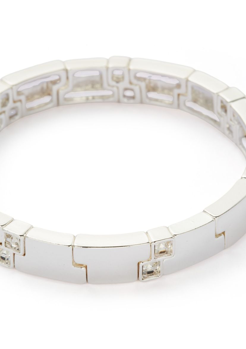 Silver Tone Crystal Stretch Bracelet