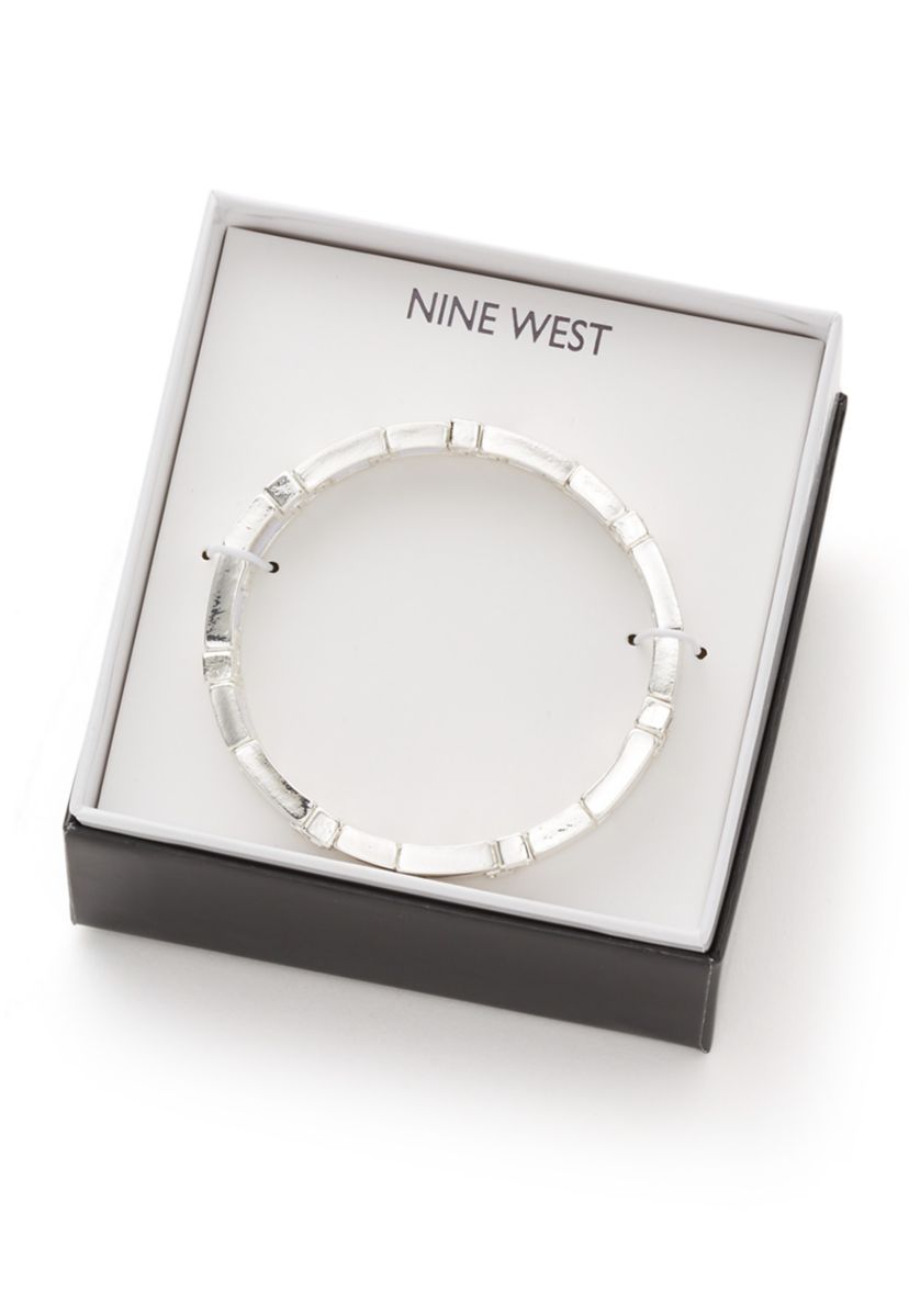 Silver Tone Crystal Stretch Bracelet