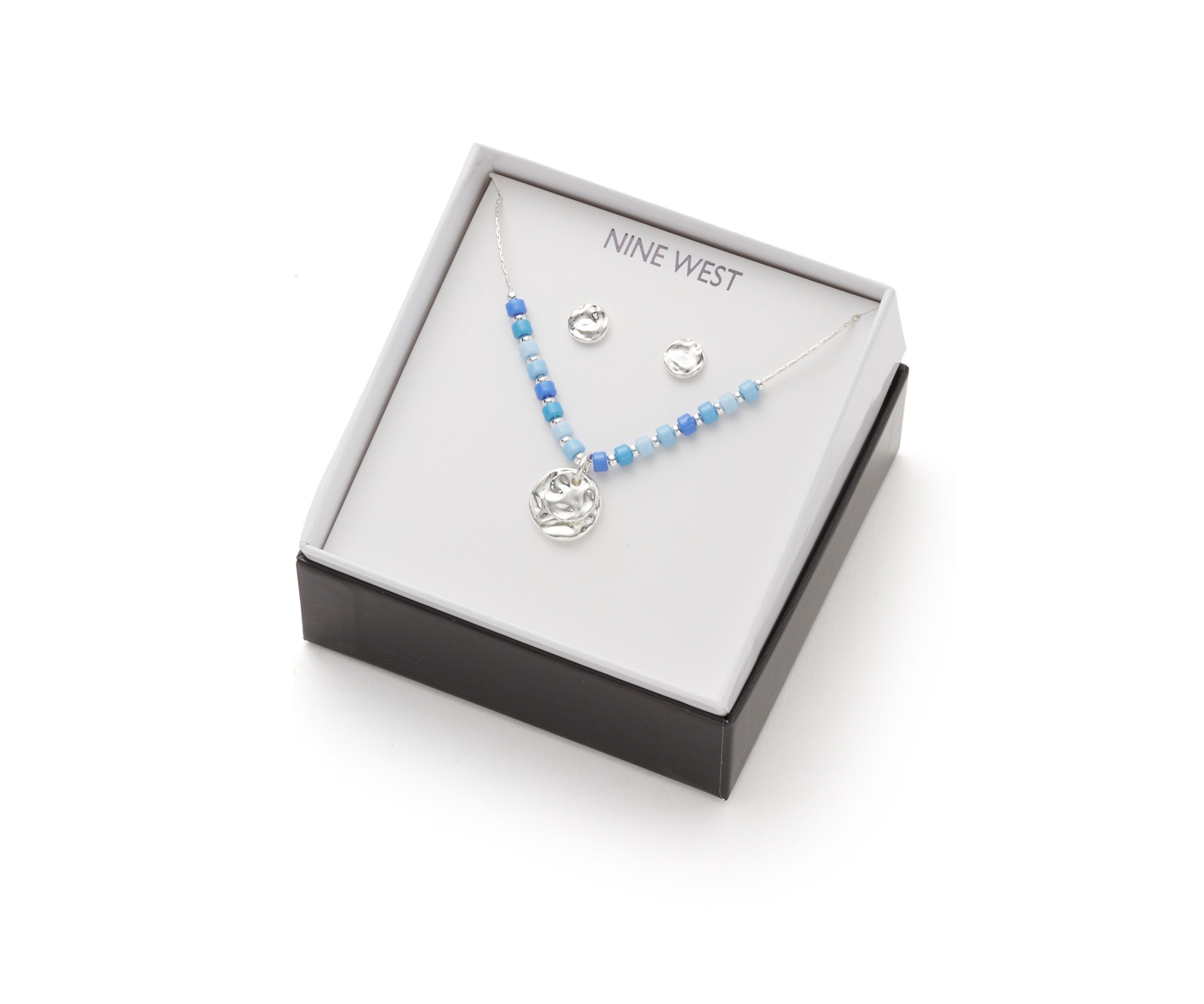 Silver Tone Molten Necklace and Earring Set