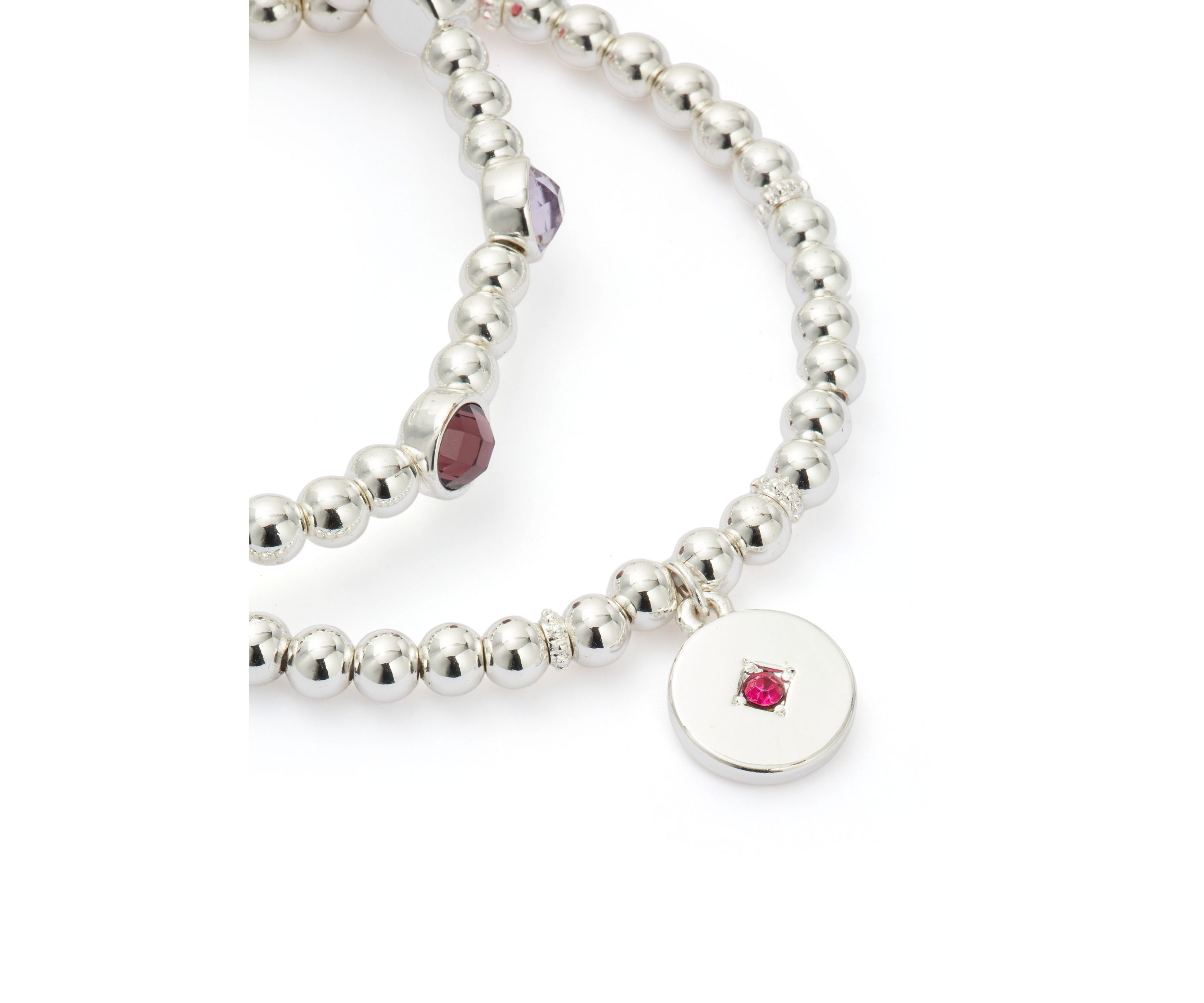 Silver Tone Stone Stretch Bracelet Set