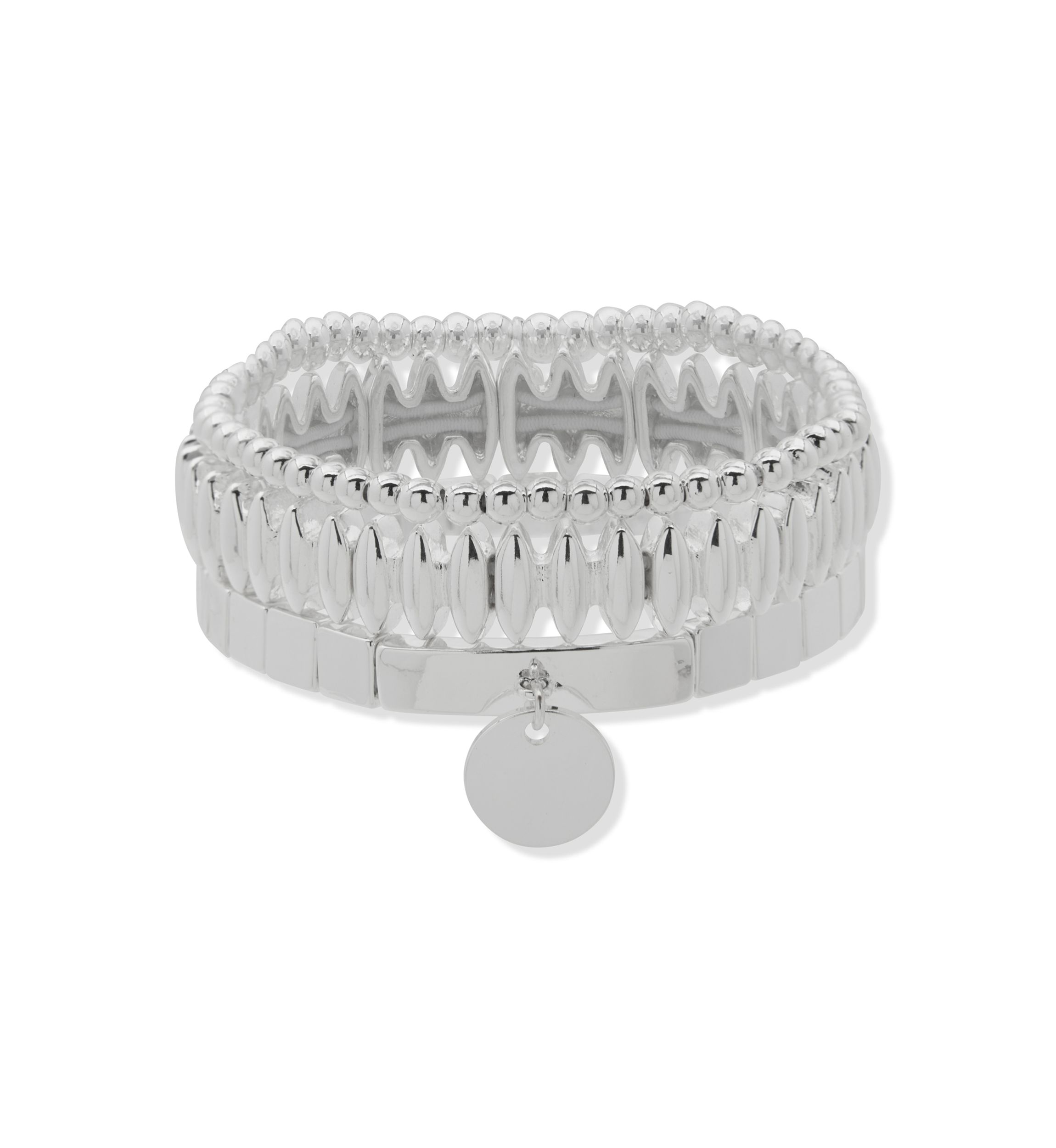Silver Tone Charm Stretch Bracelet