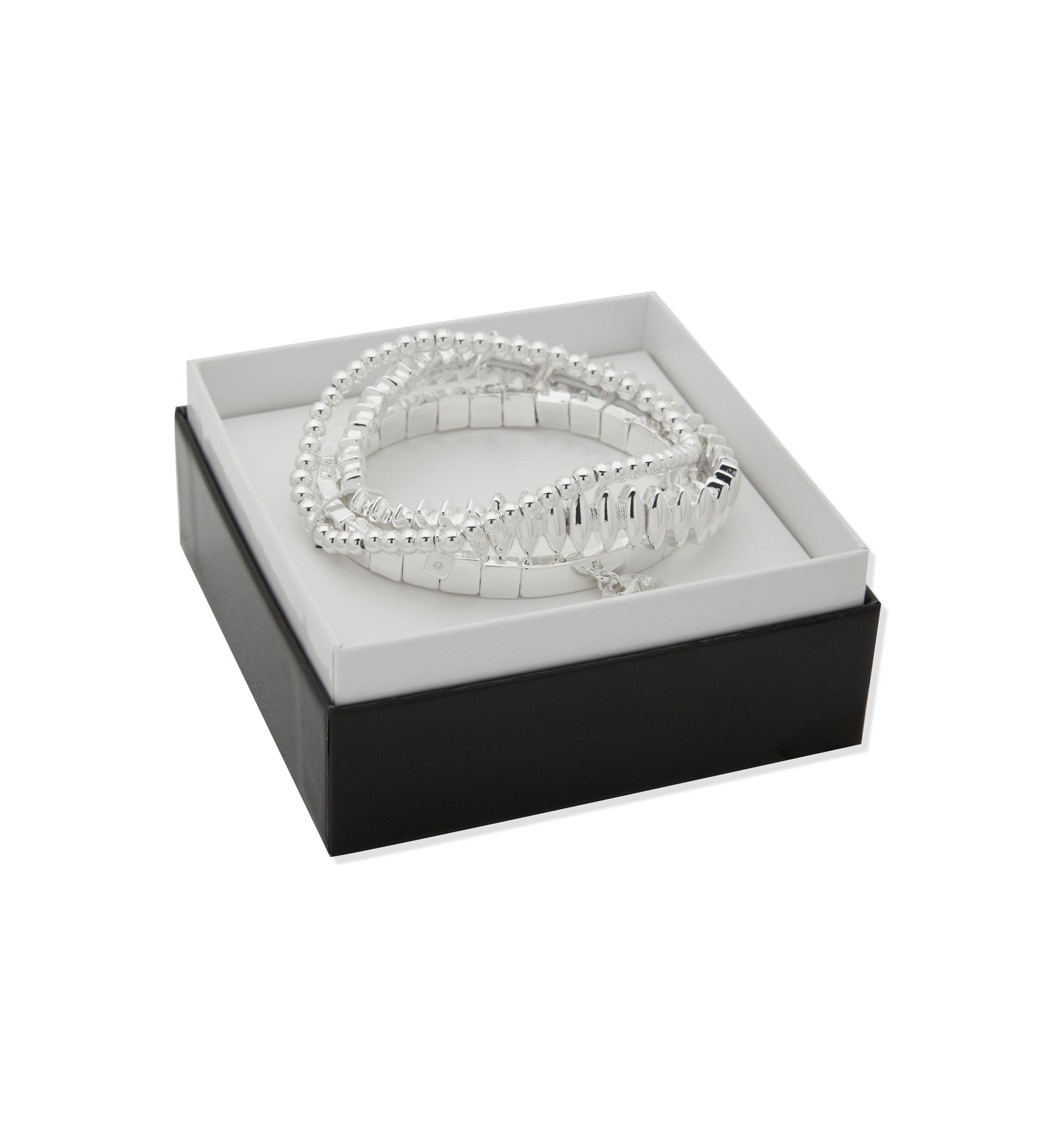 Silver Tone Charm Stretch Bracelet