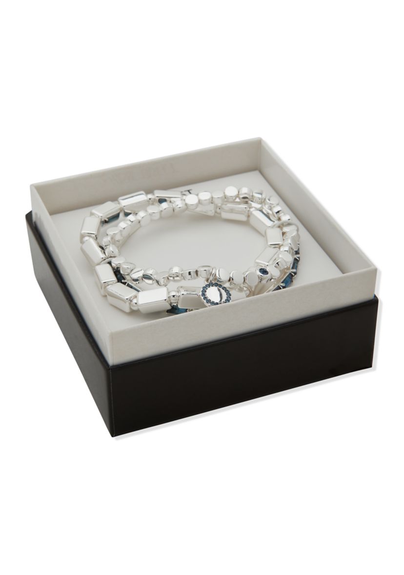 Tri Tone Blue Emblem 3 Stretch Bracelet