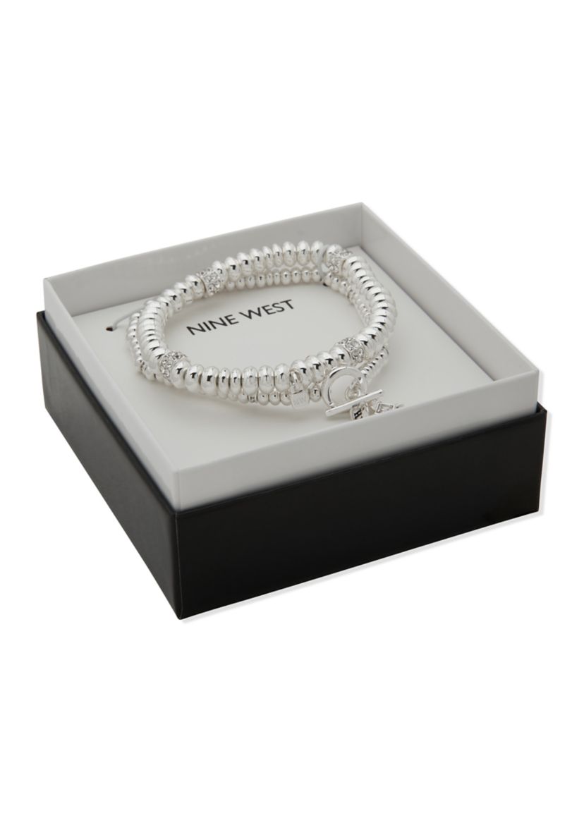 Silver Tone Faith Stretch Bracelet Set 