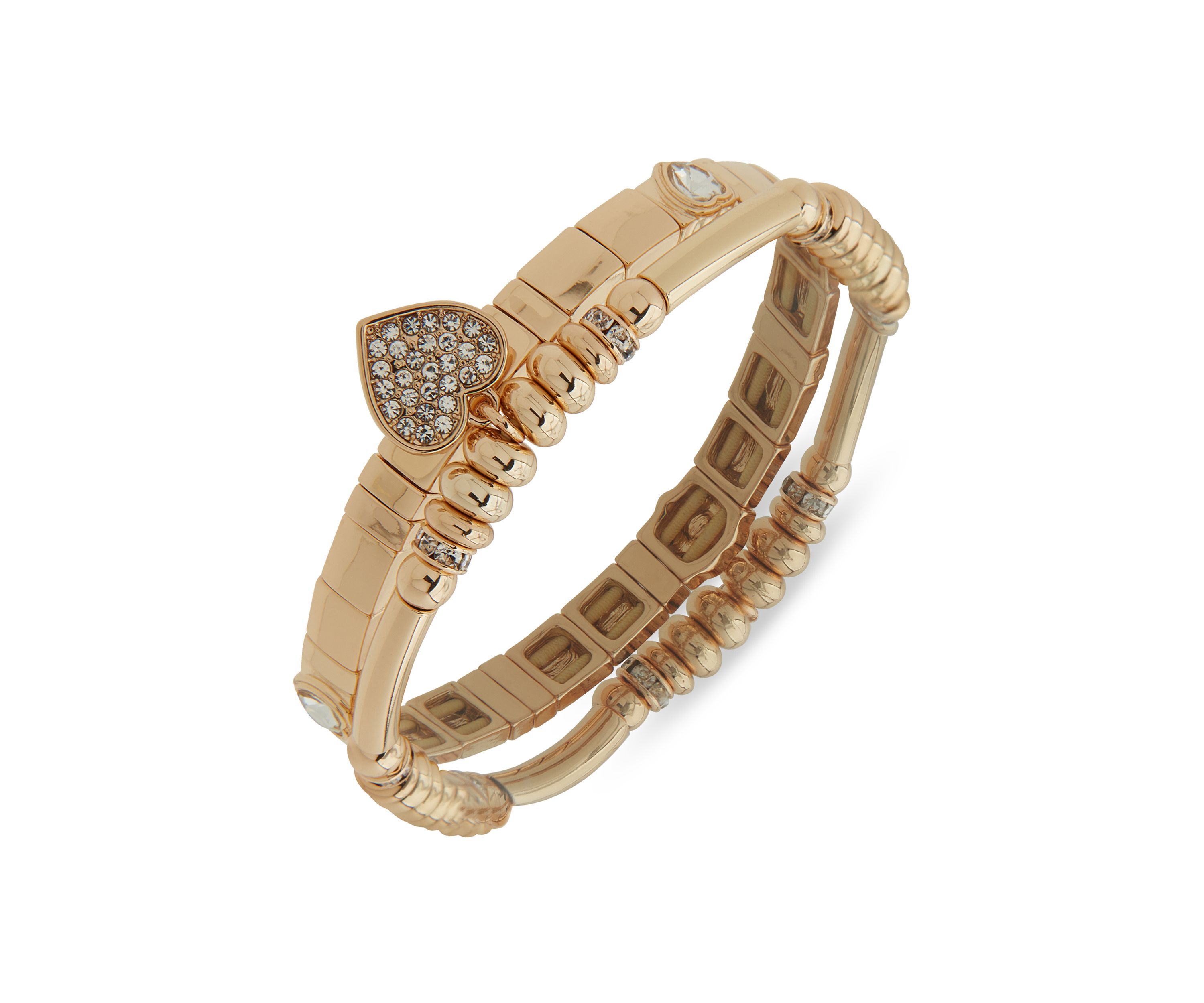 Gold Tone Crystal Stretch Bracelet Set