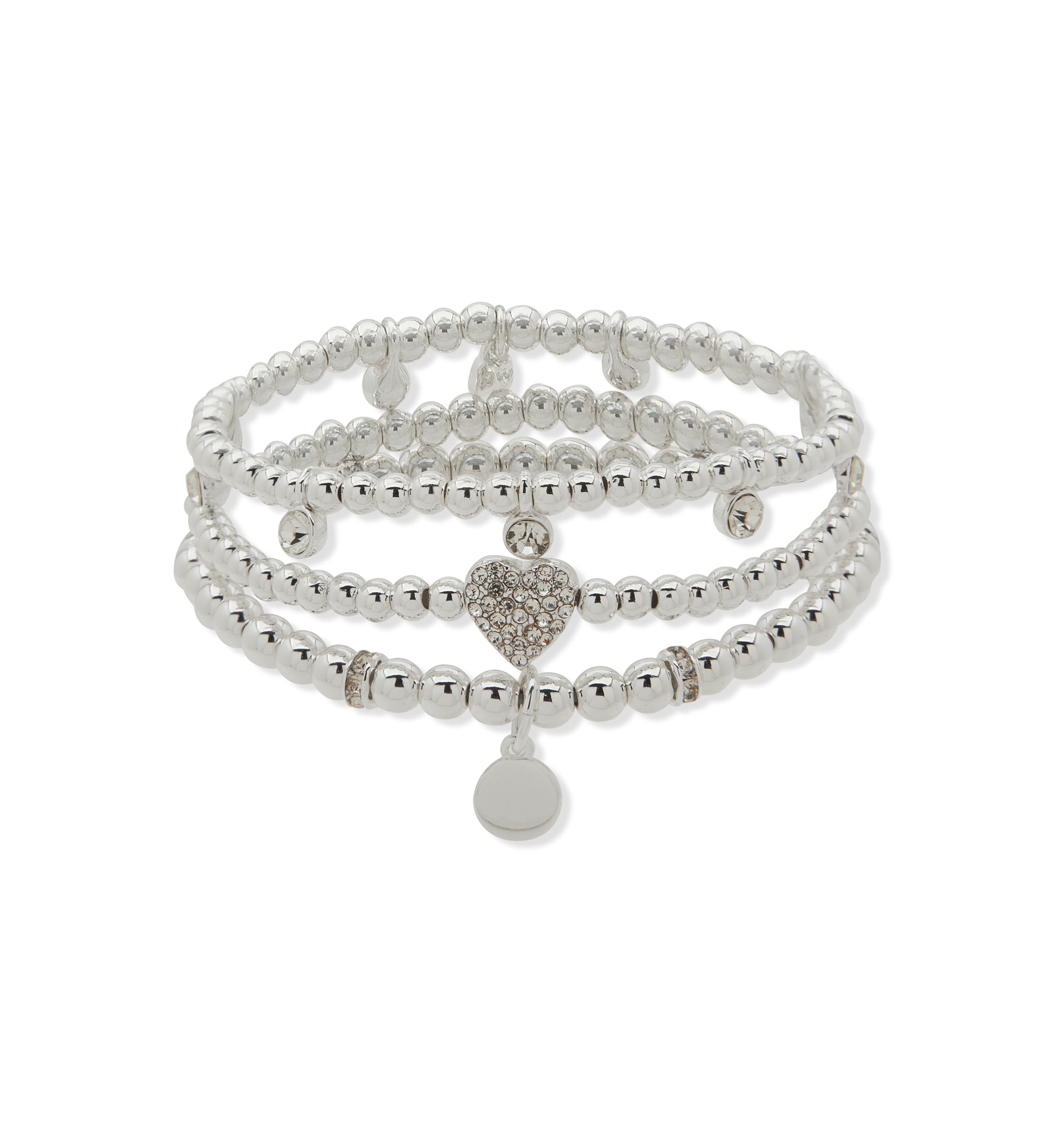 Silver Tone Crystal Pave Heart Bracelet