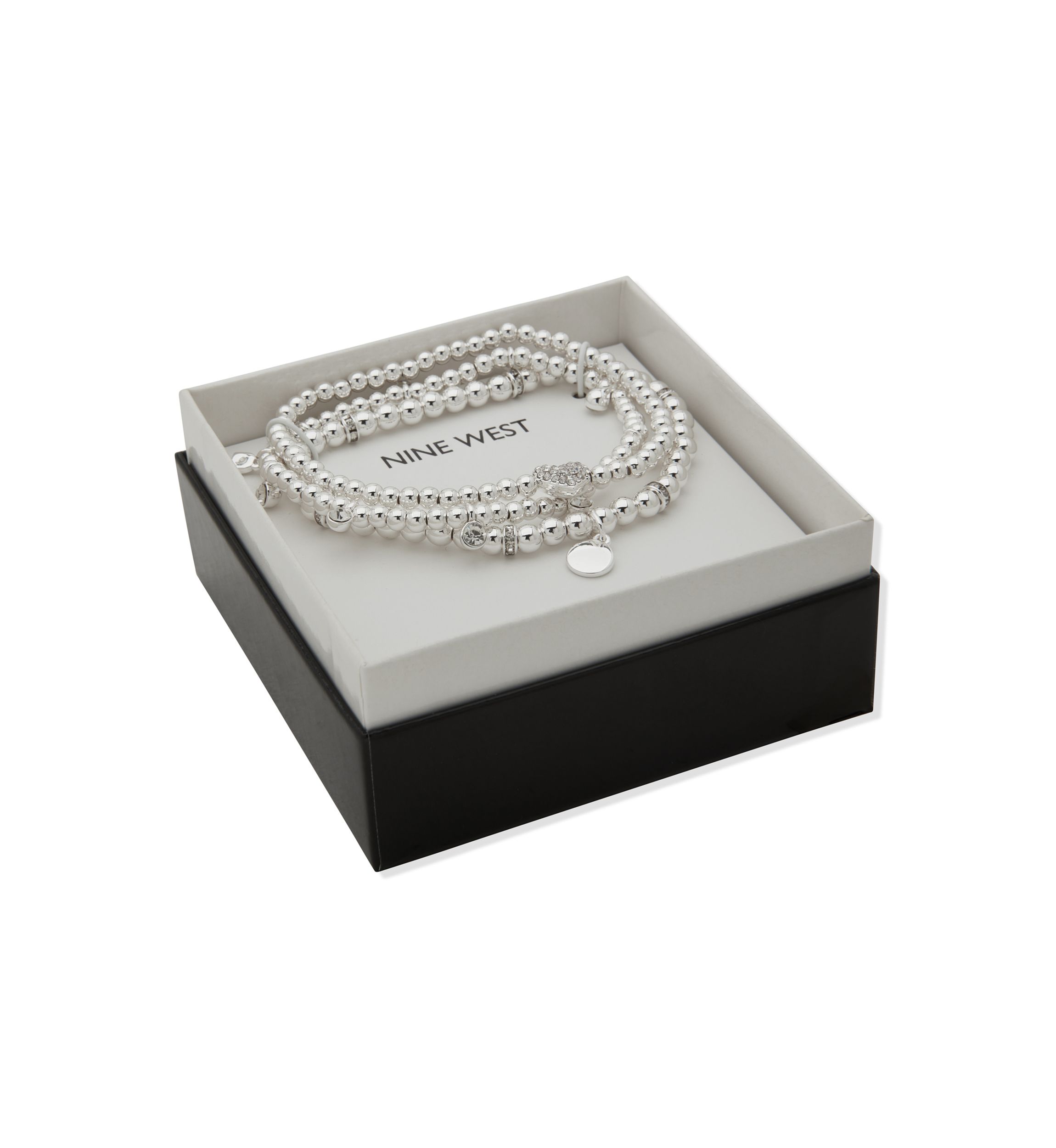 Silver Tone Crystal Pave Heart Bracelet