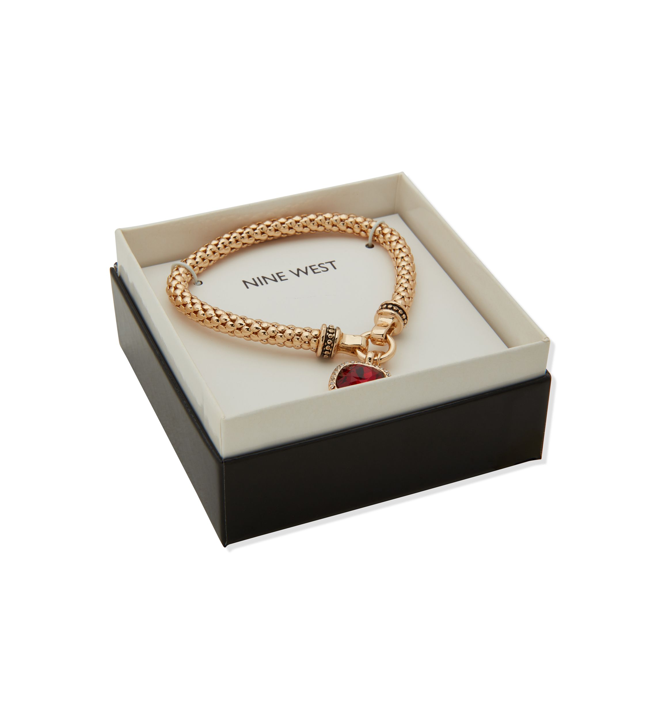Gold Tone Square Gem Stretch Bracelet