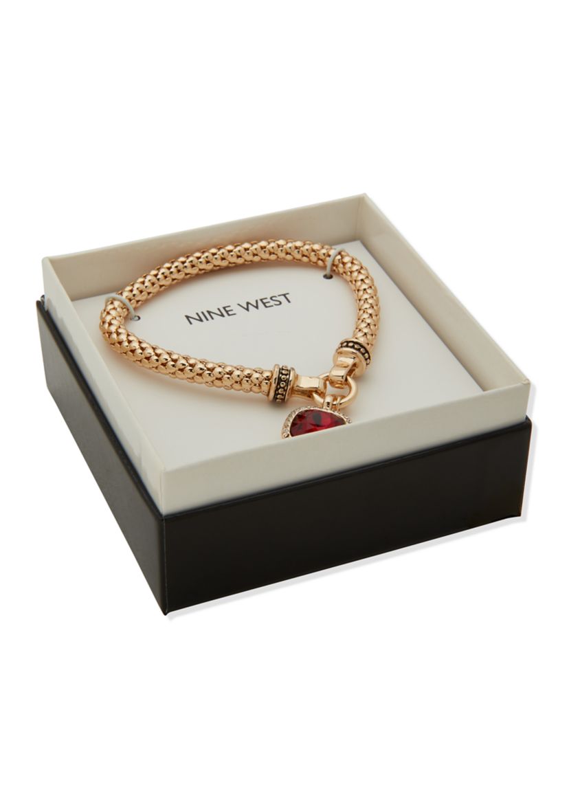 Gold Tone Square Gem Stretch Bracelet