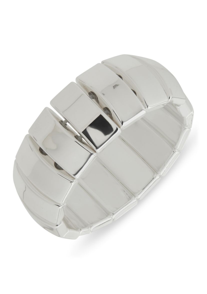 Silver Tone Bar Stretch Bracelet