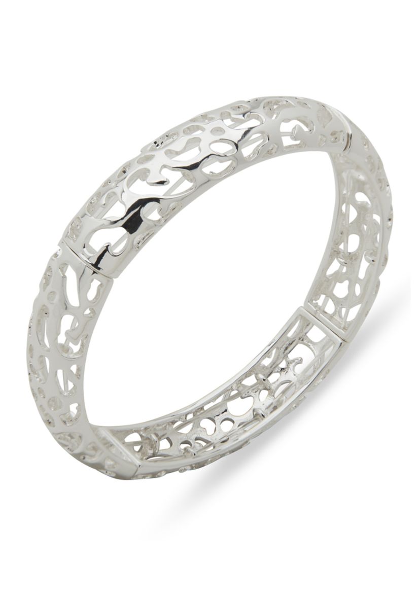 Silver Tone Leopard Stretch Bracelet