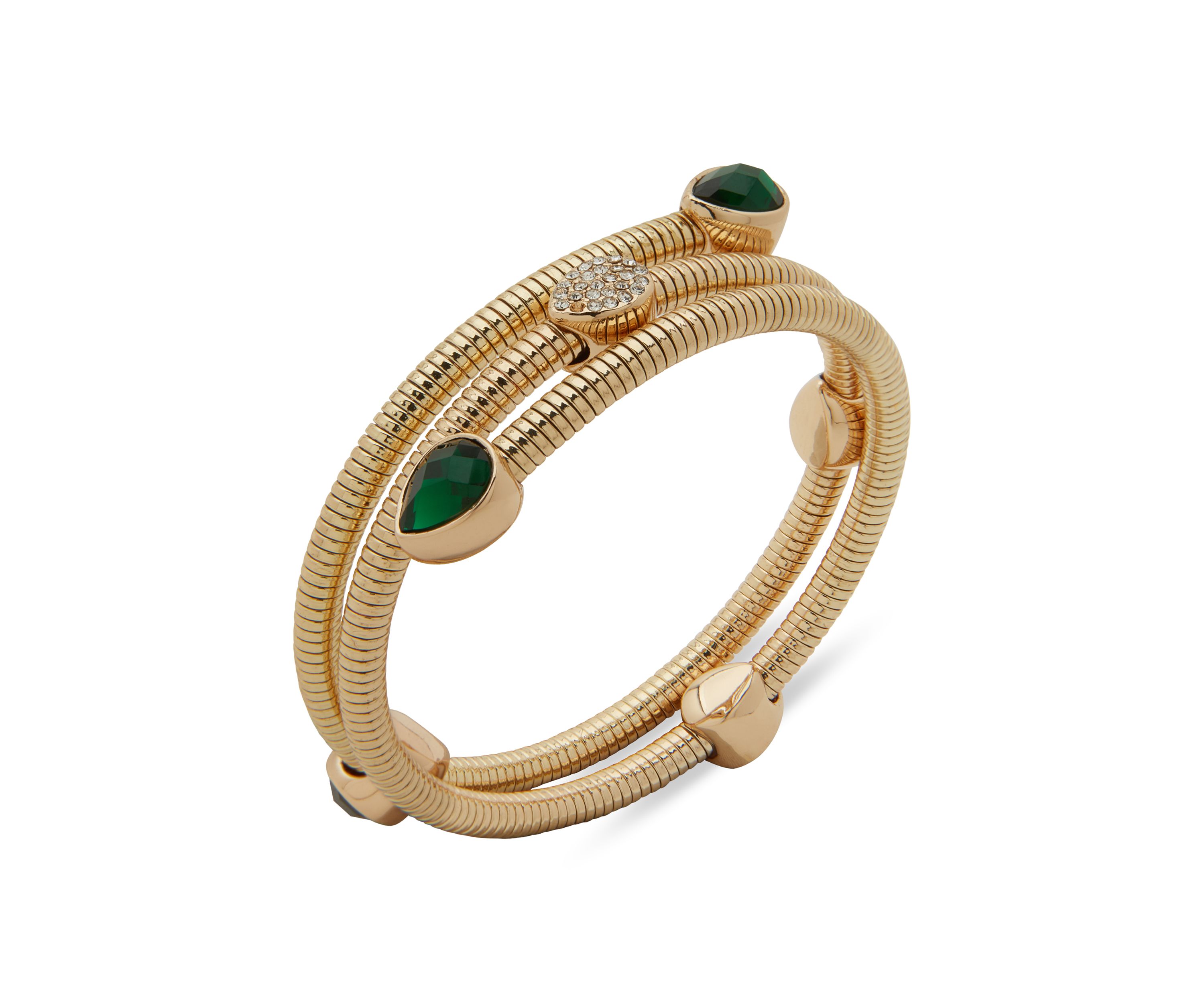 Gold Tone Pave Coil Bracelet