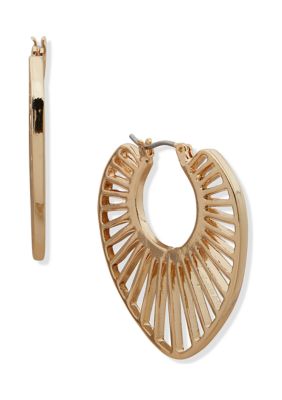 Gold Tone 32 Millimeter Click Top Hoop Earrings