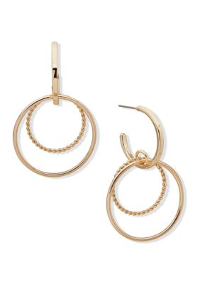 Gold Tone 32 Millimeter Orbital Post Hoop Earrings